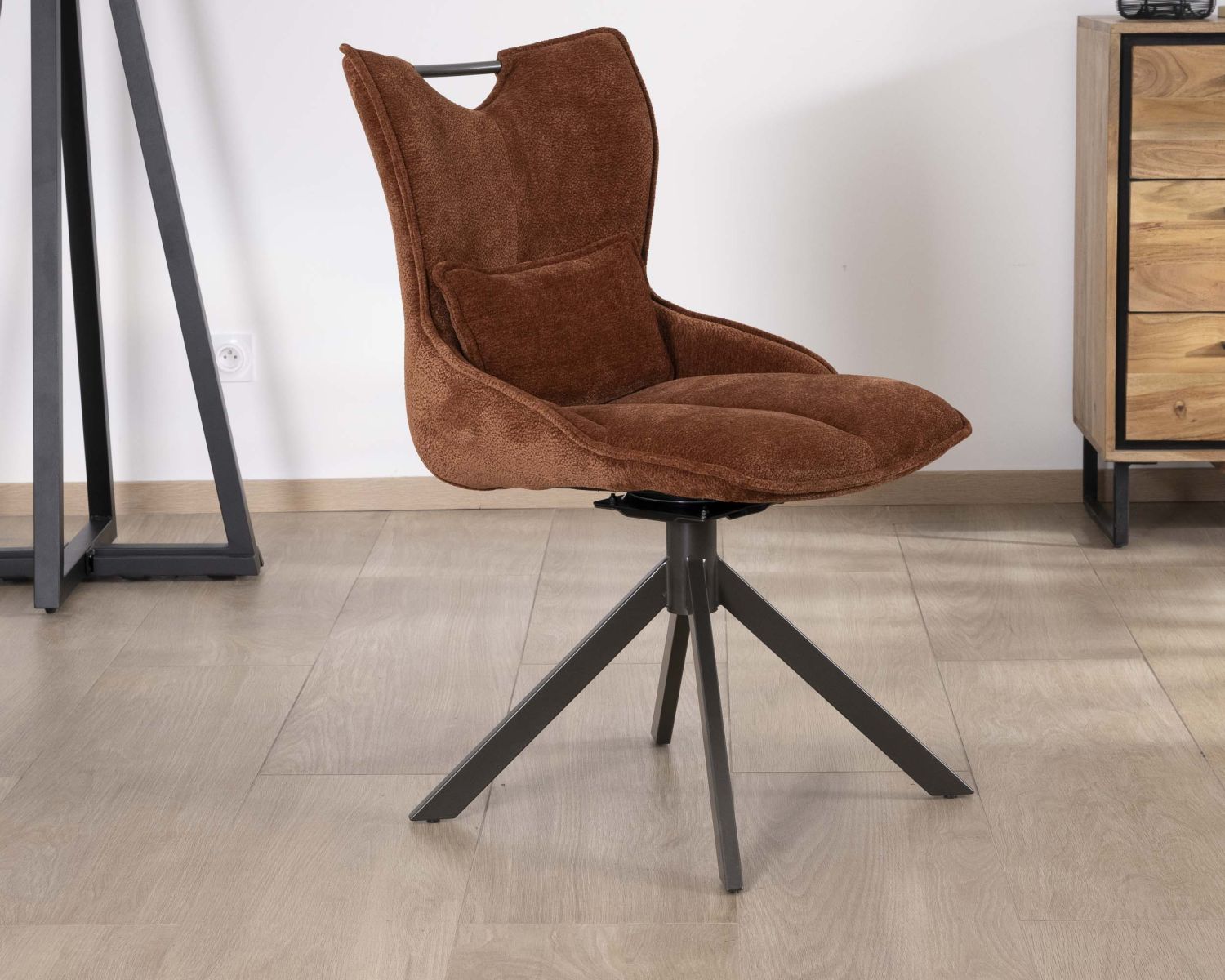 Set di 2 sedie girevoli "Biorg" in stile retrò in tessuto color ruggine