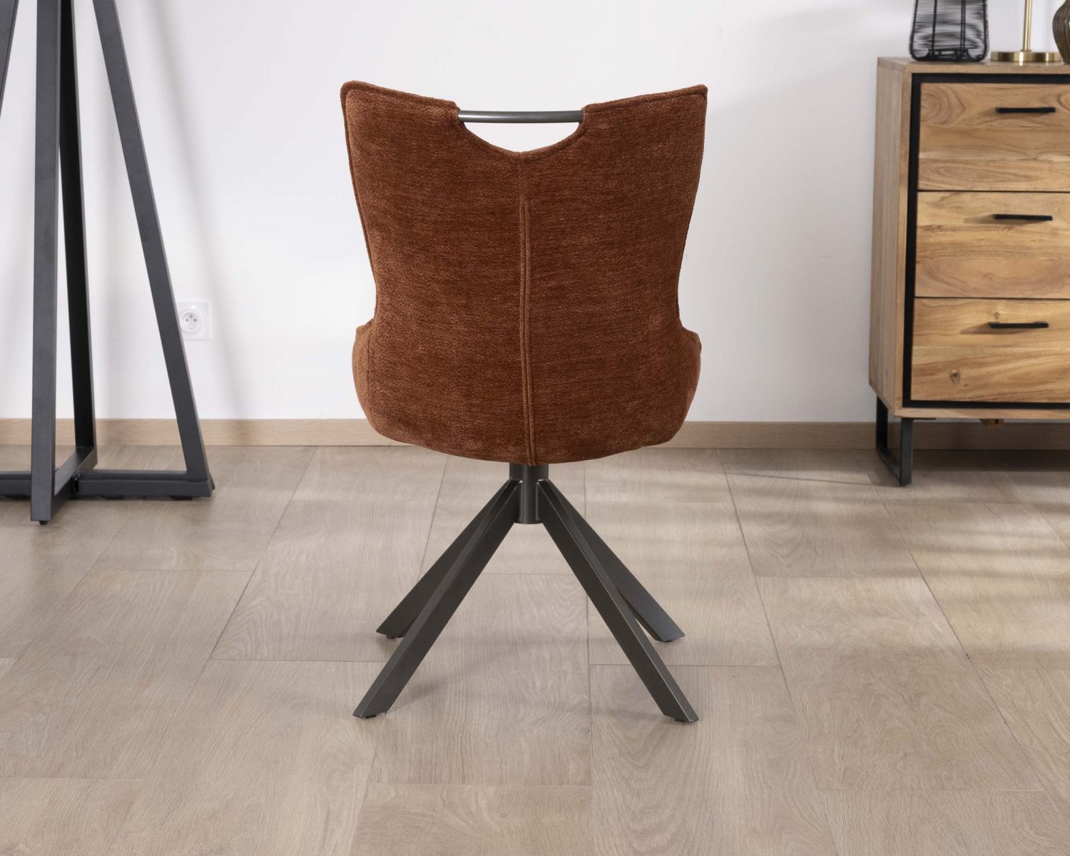 Set di 2 sedie girevoli "Biorg" in stile retrò in tessuto color ruggine