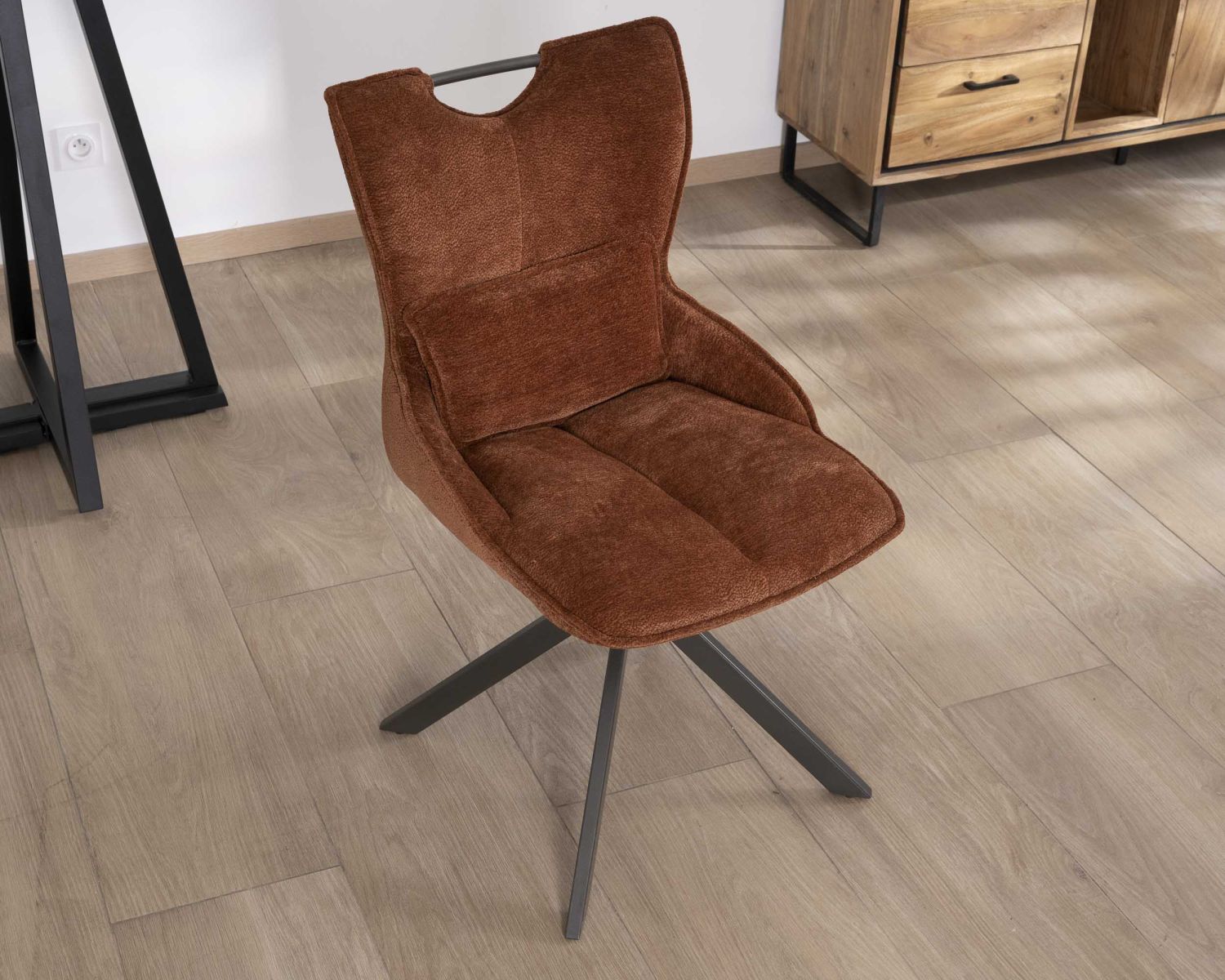 Set di 2 sedie girevoli "Biorg" in stile retrò in tessuto color ruggine