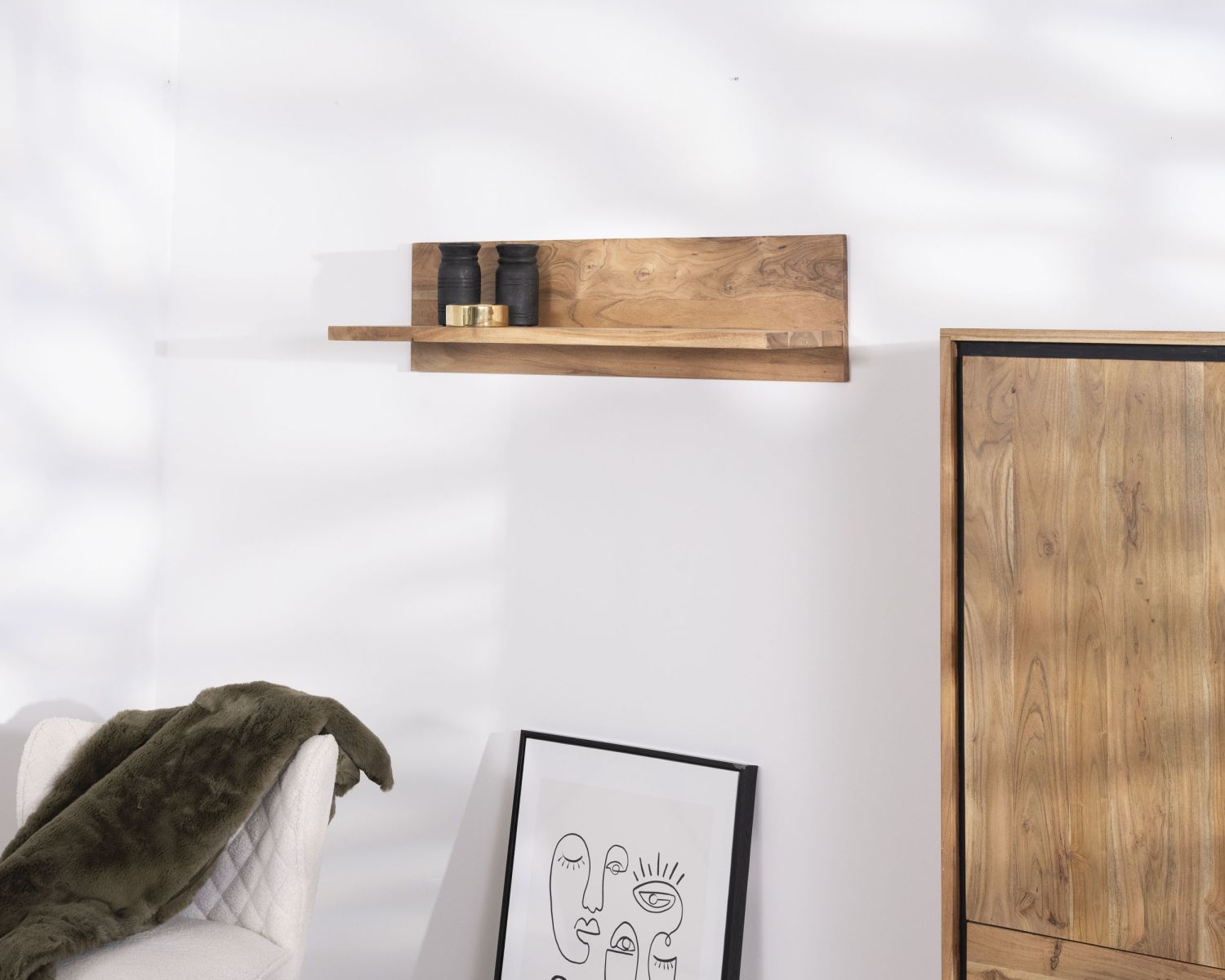 Scaffale minimalista in acacia "Baltik" 100 cm