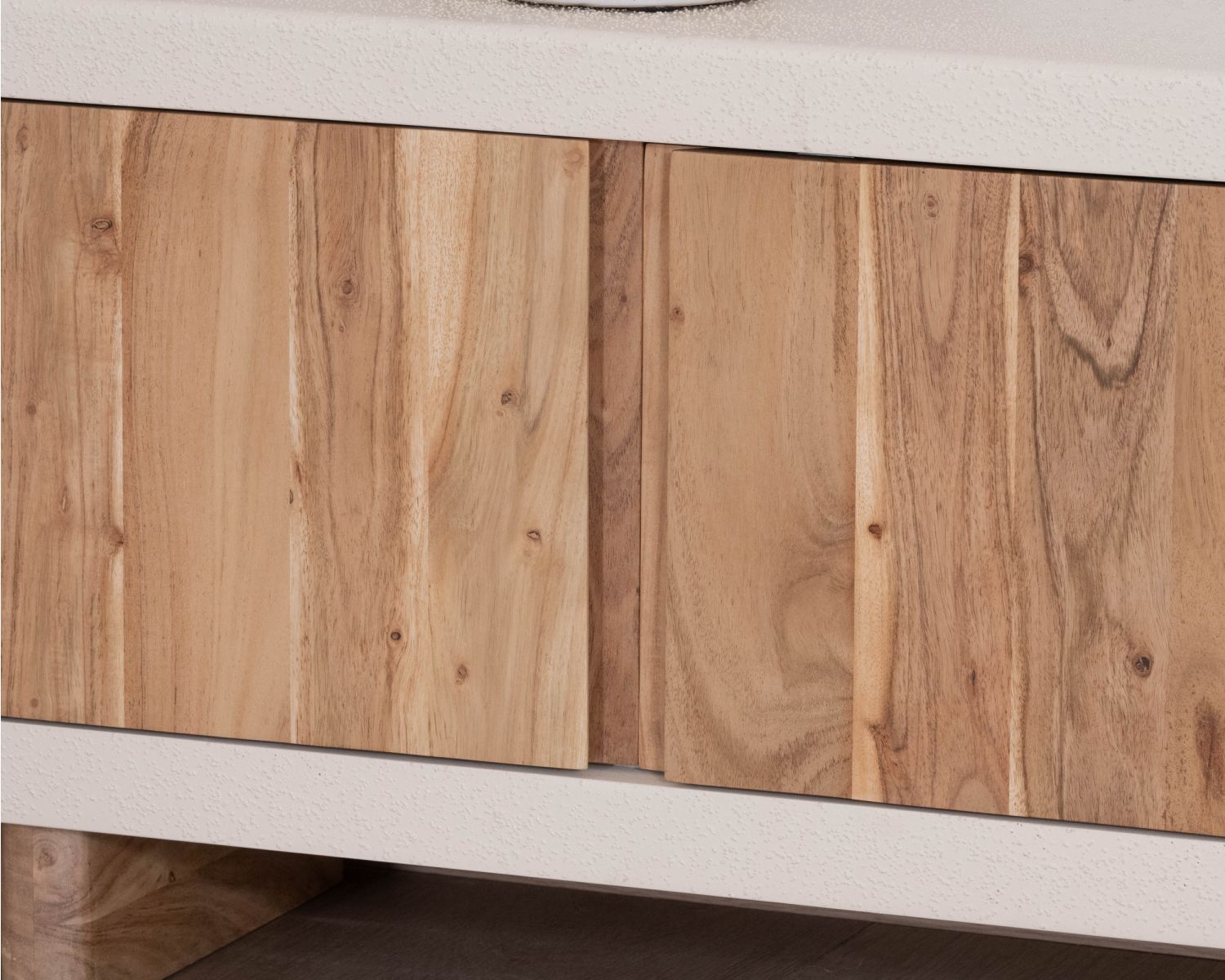 Mobile TV contemporaneo "Miona" in cemento sabbiato e look acacia