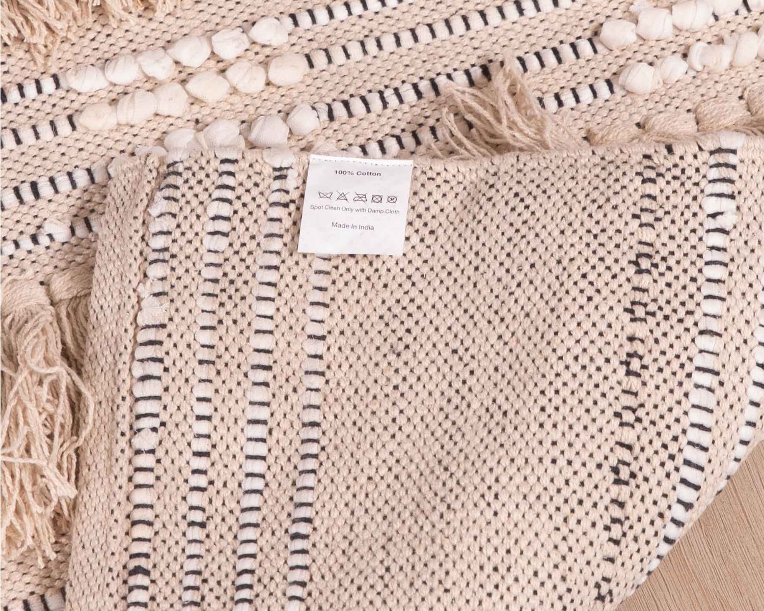 Tappeto in cotone testurizzato beige fantasia "Matis" 120x180cm