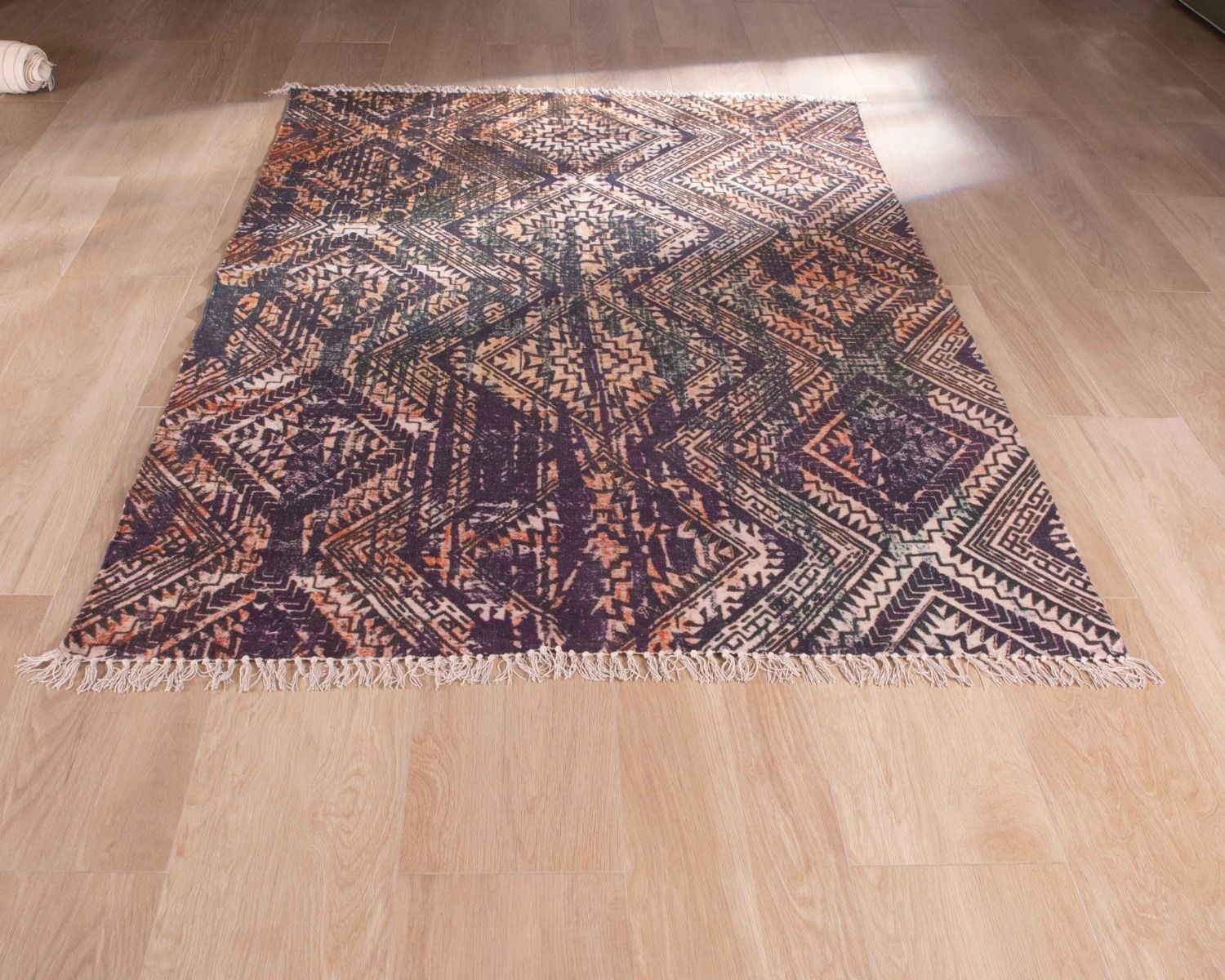 Tappeto grande in cotone stampato azteco "Cocoon" 180x270cm