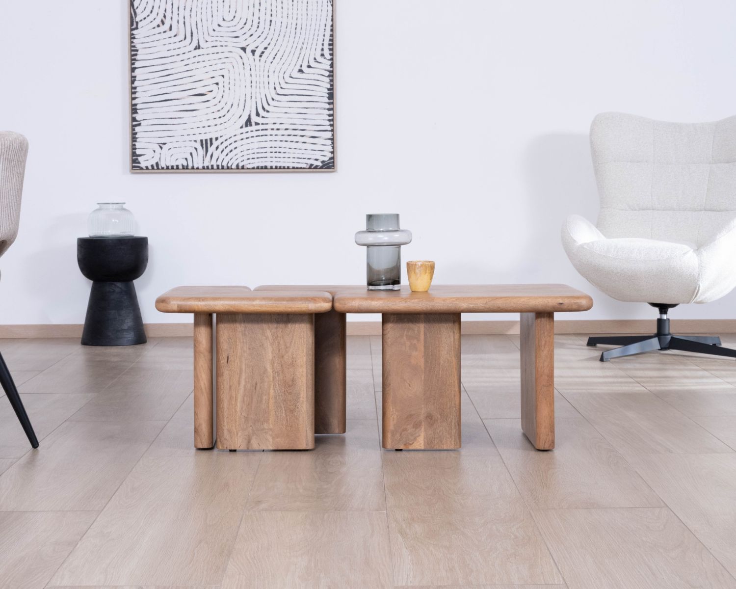 Tavolino modulare "Naura" in mango, spirito biologico