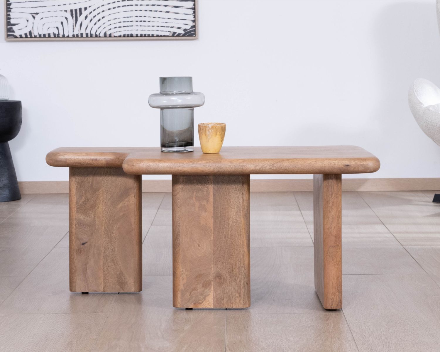 Tavolino modulare "Naura" in mango, spirito biologico