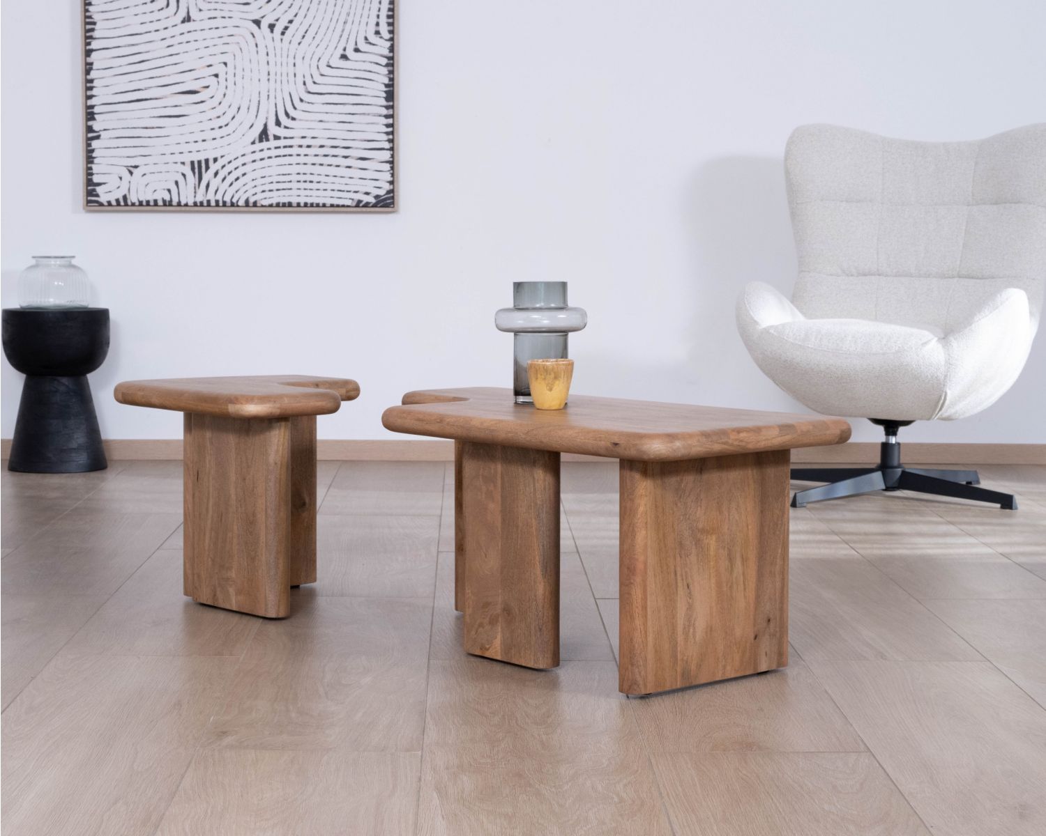 Tavolino modulare "Naura" in mango, spirito biologico