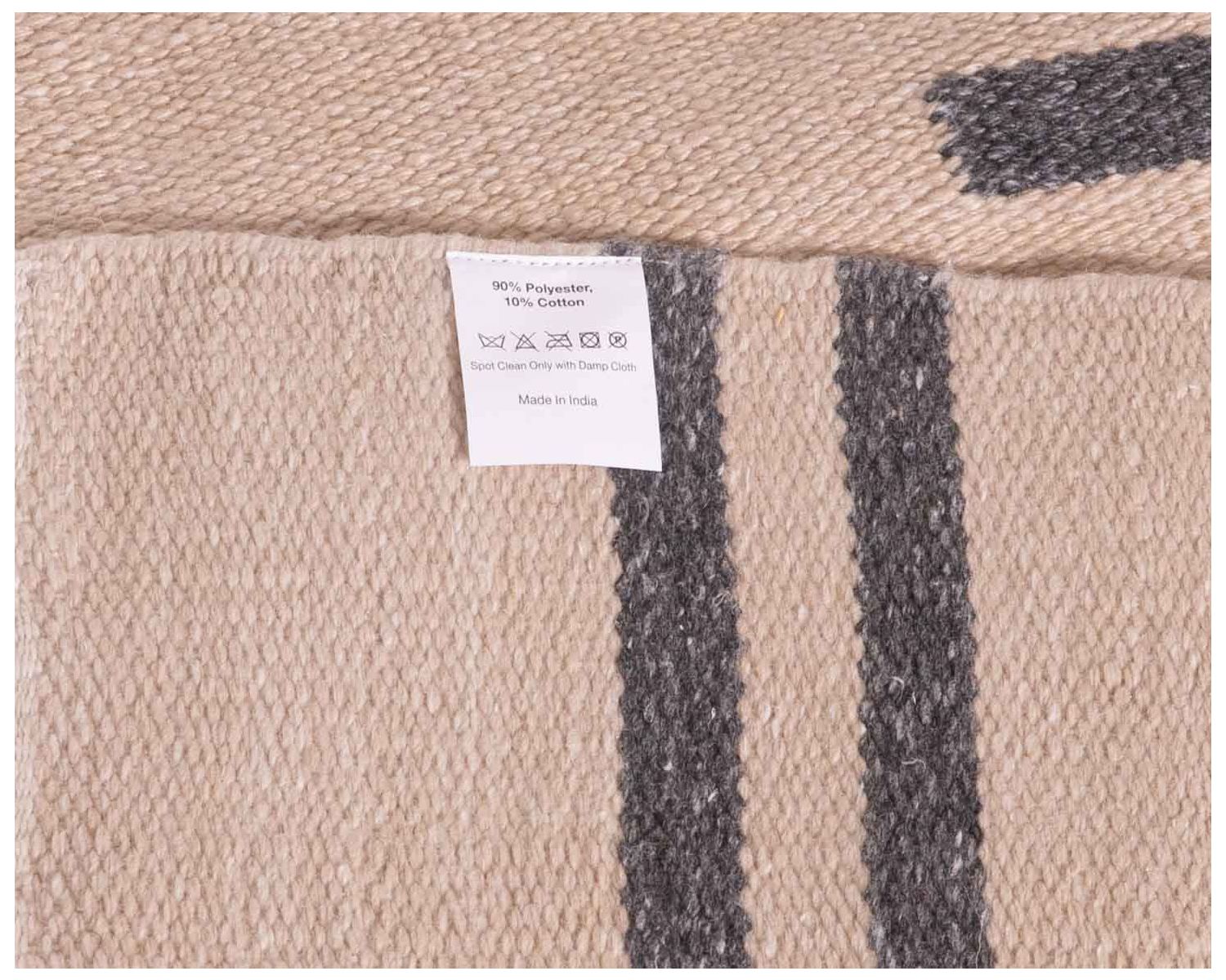 Tappeto rettangolare "etnico" bianco con frange e strisce blu 120x180 cm