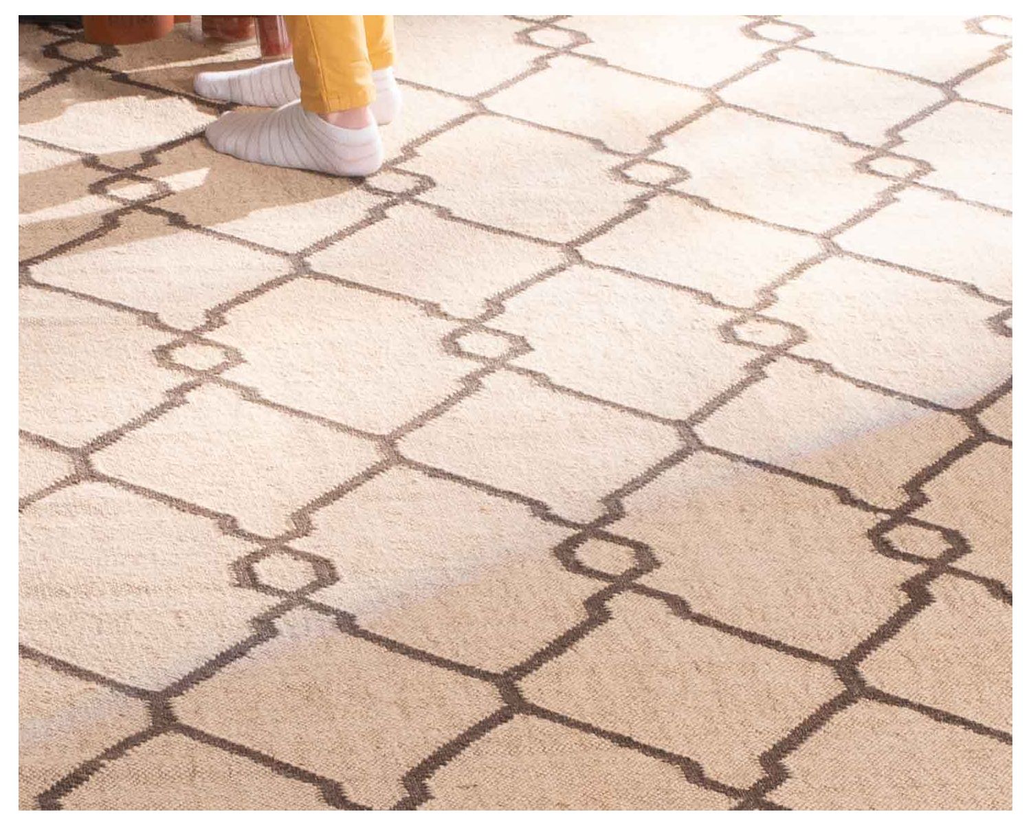 Tappeto kilim "Cocoon" beige in juta e lana, dimensioni 200x300 cm