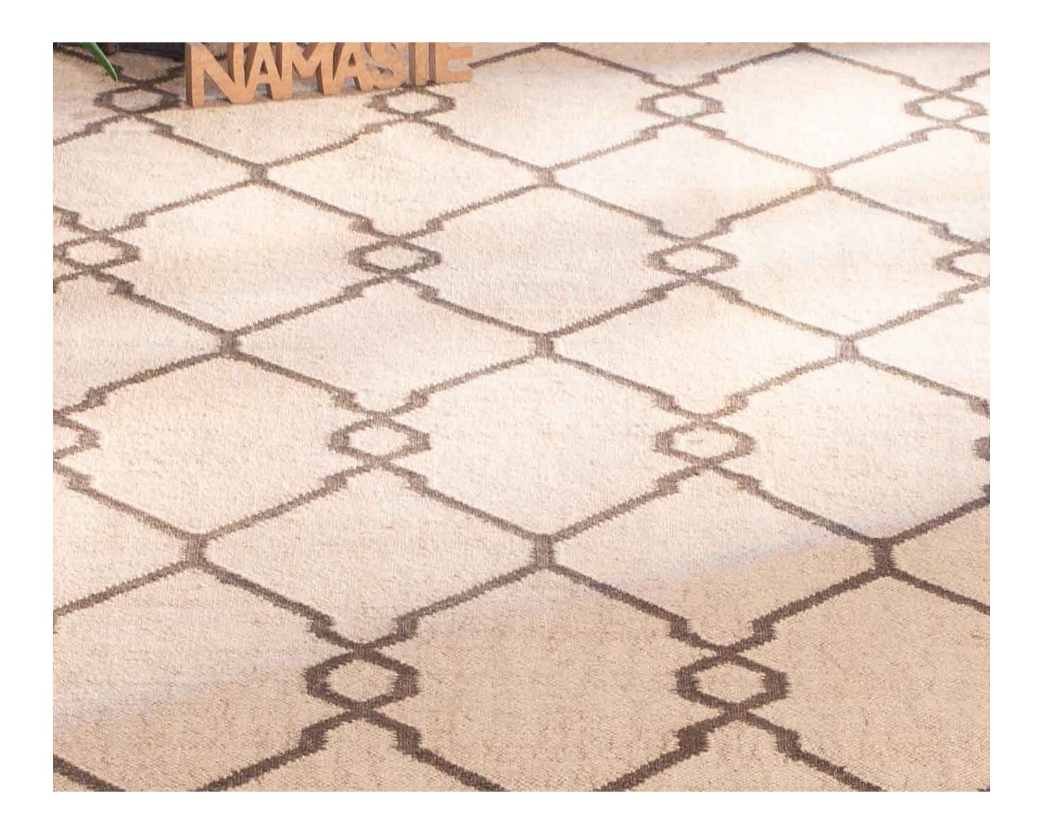 Tappeto kilim "Cocoon" in lana e juta beige con motivo berbero, dimensioni 120x180 cm