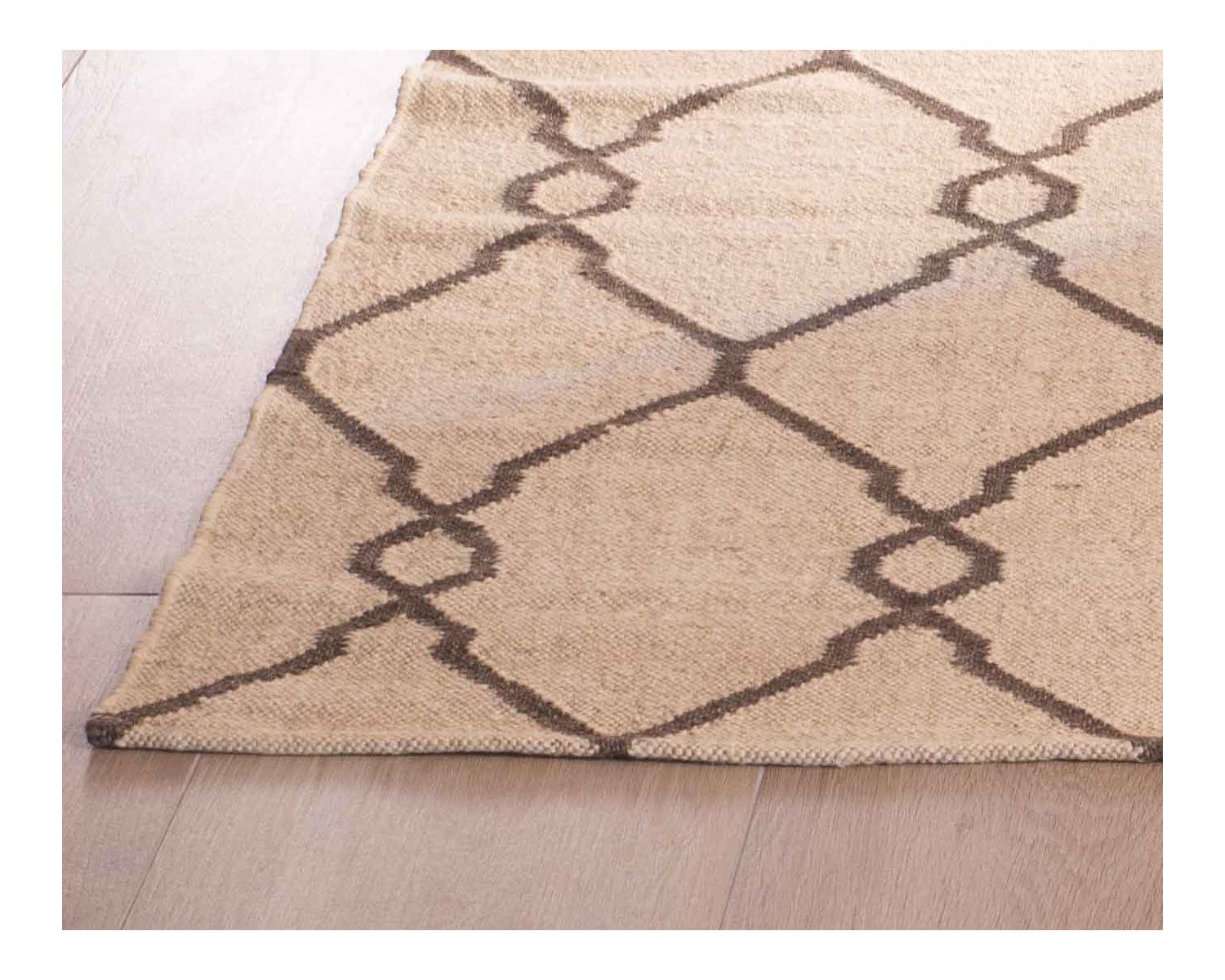 Tappeto kilim "Cocoon" in lana e juta beige con motivo berbero, dimensioni 120x180 cm