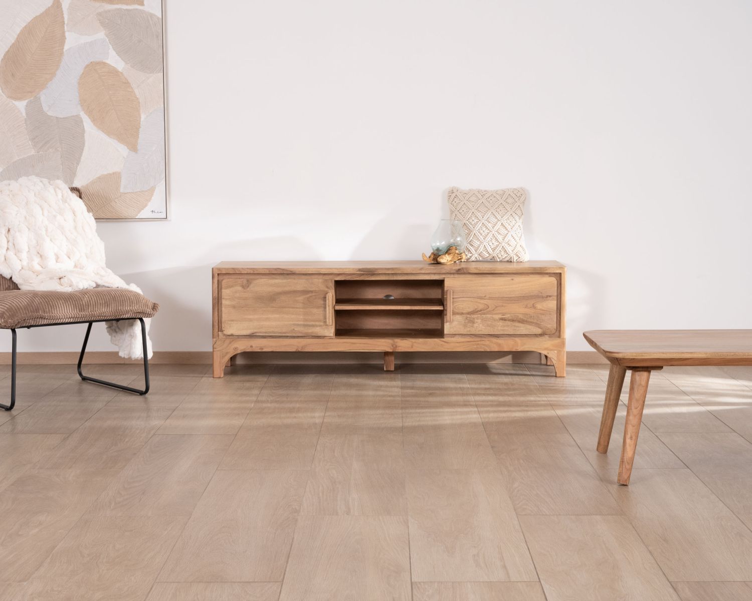 Porta TV "Melody" in stile Zen da 160 cm in acacia