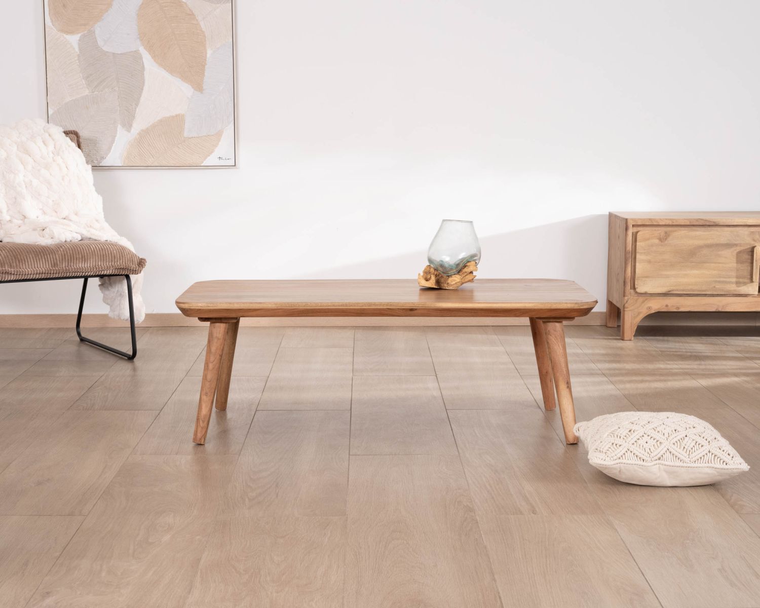 Tavolino in acacia "Melody", stile japandi