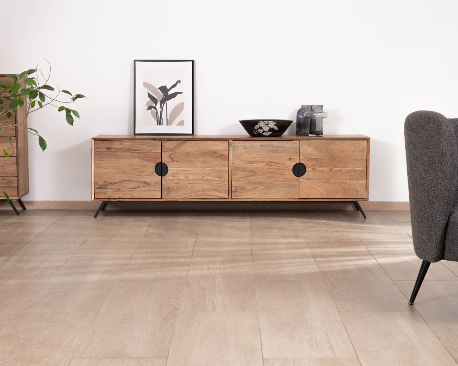 Panca TV "Spot" a 4 ante in acacia 180 cm