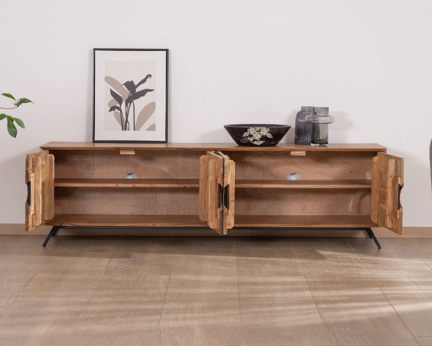 Panca TV "Spot" a 4 ante in acacia 180 cm