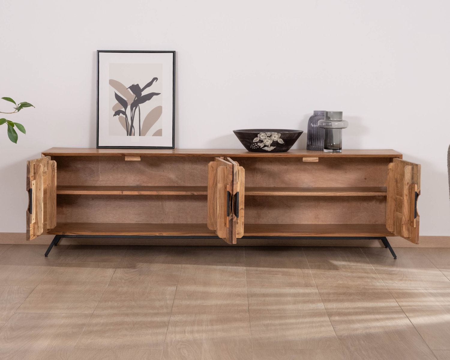 Panca TV "Spot" a 4 ante in acacia 180 cm