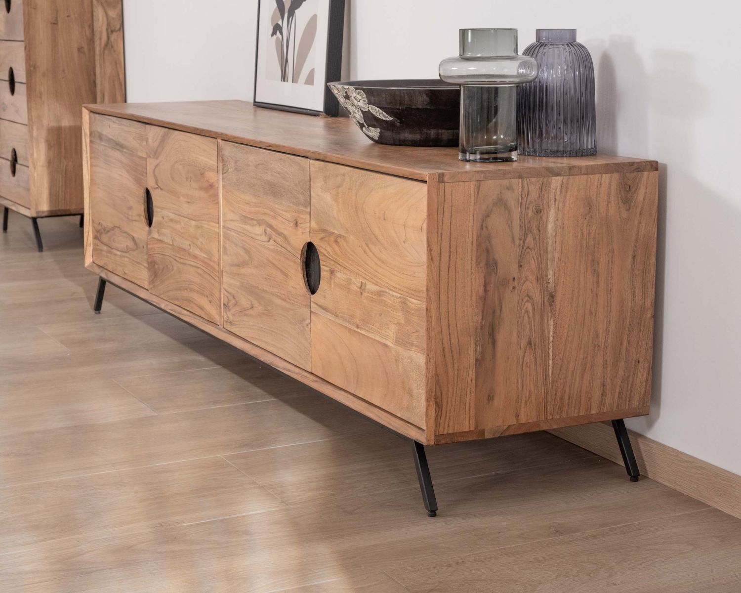 Panca TV "Spot" a 4 ante in acacia 180 cm