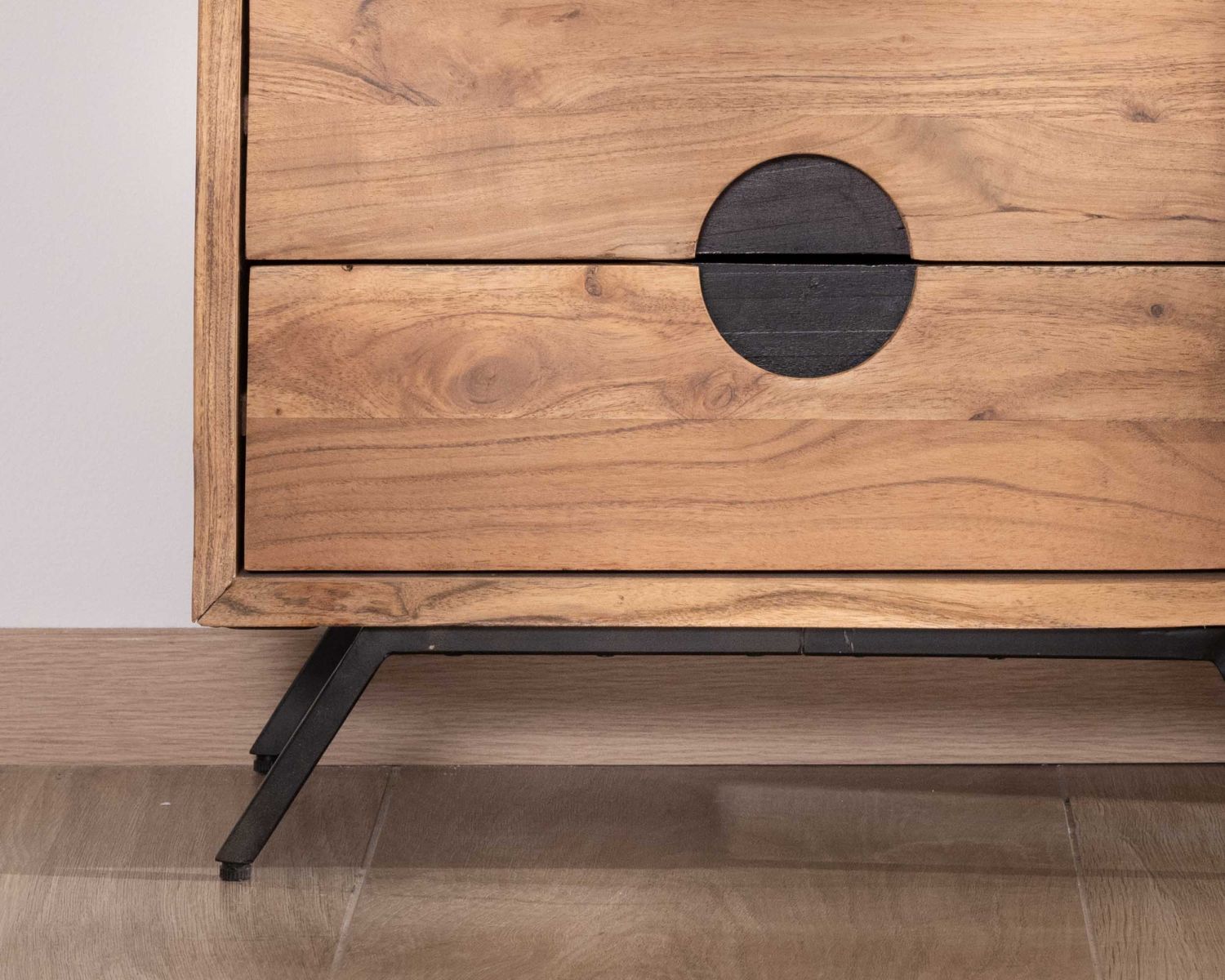 Comodino a 2 cassetti in acacia naturale "Spot