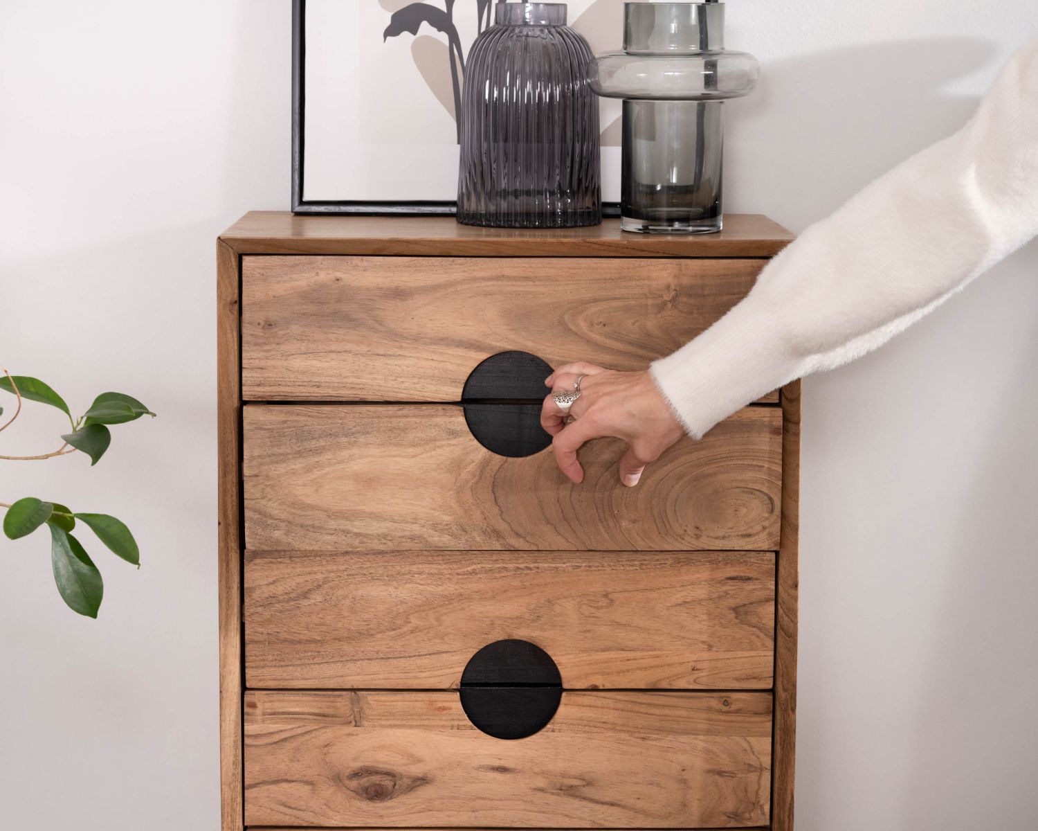 Contenitore verticale "Spot" in acacia con 6 cassetti