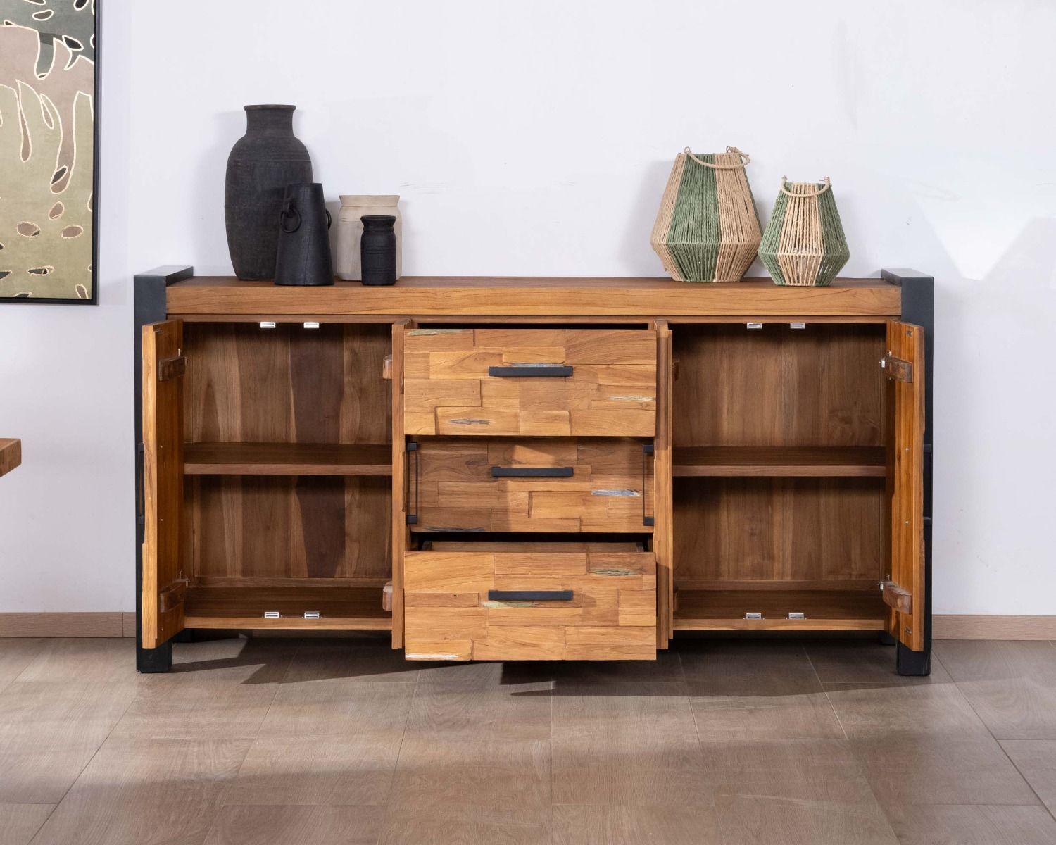 Credenza in teak naturale di recupero "Clarke" 180 cm