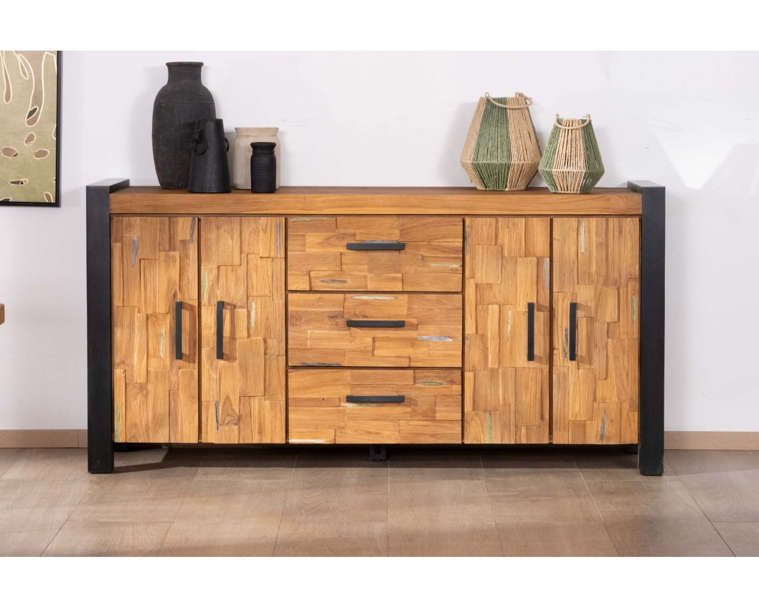 Credenza in teak naturale di recupero "Clarke" 180 cm
