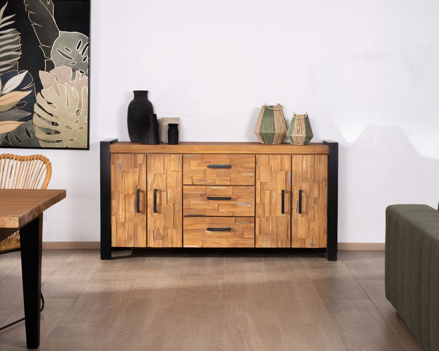 Credenza in teak naturale di recupero "Clarke" 180 cm
