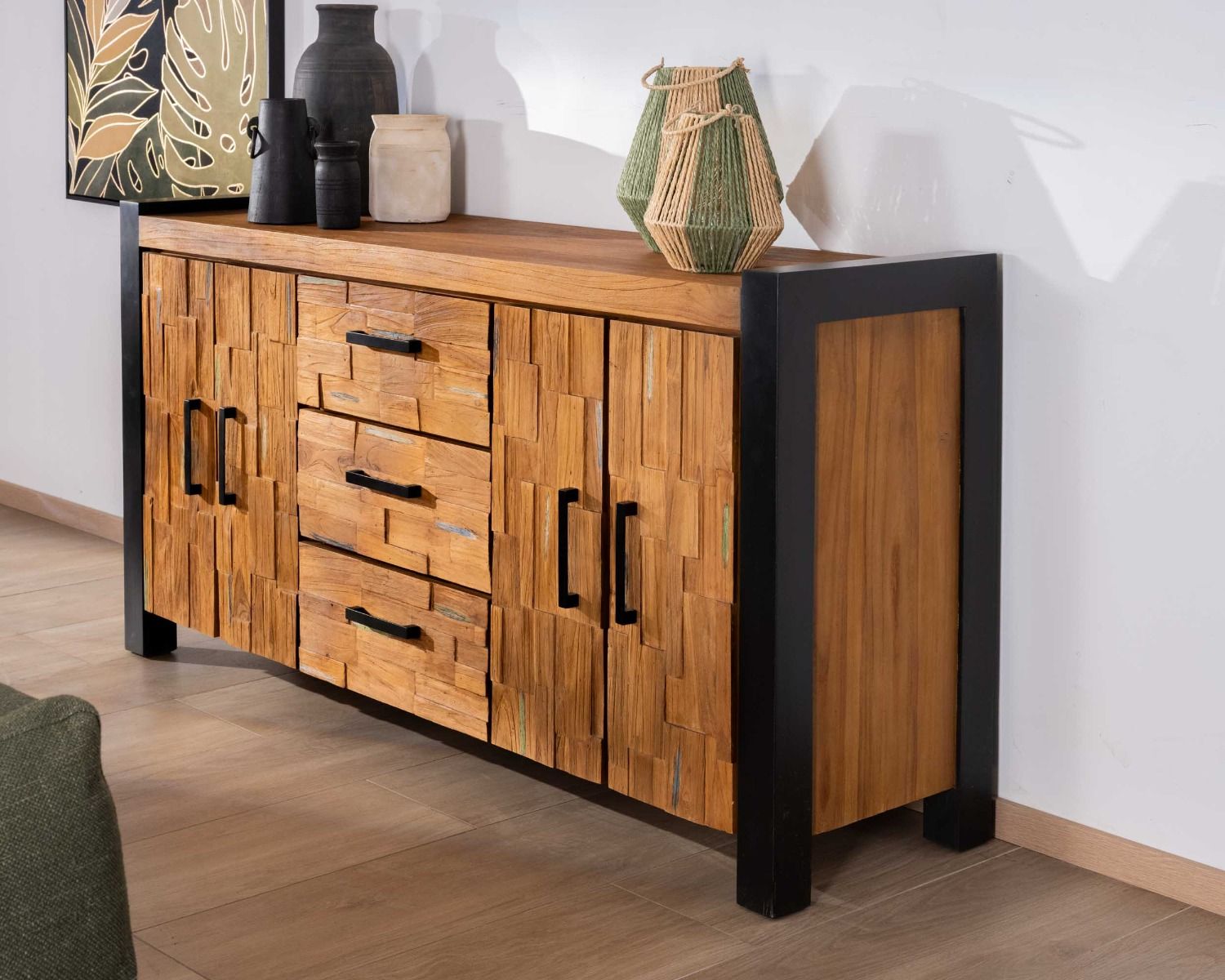 Credenza in teak naturale di recupero "Clarke" 180 cm