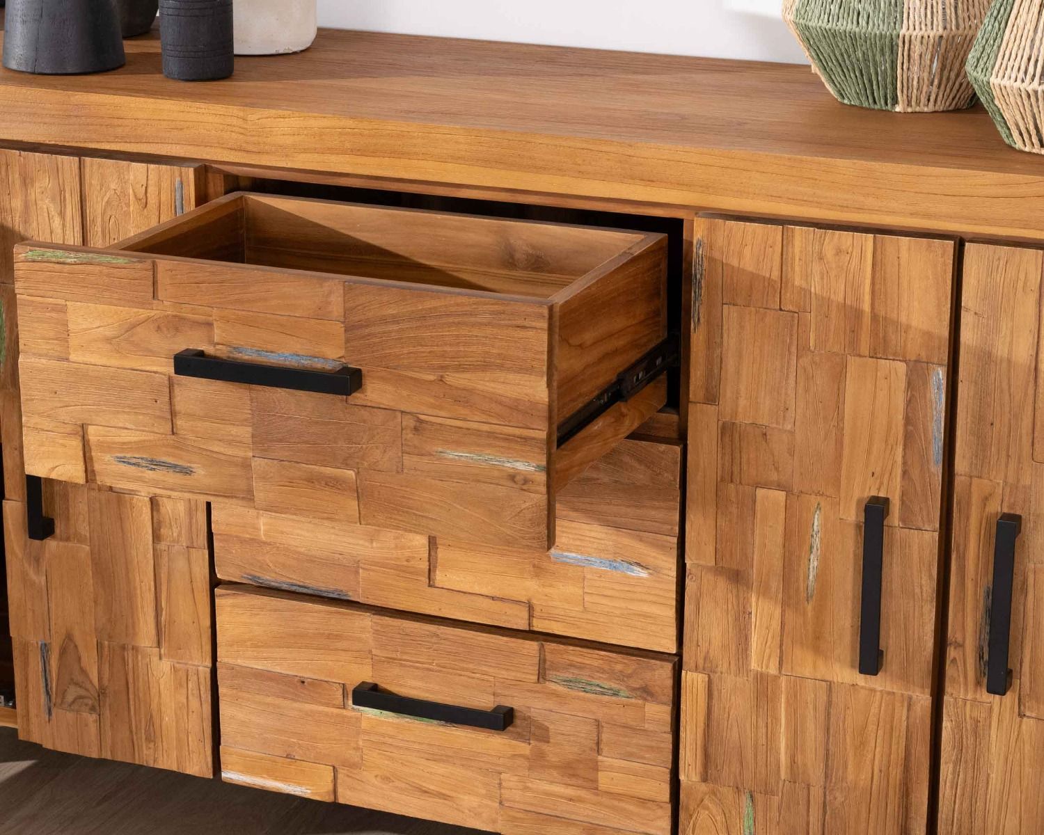 Credenza in teak naturale di recupero "Clarke" 180 cm