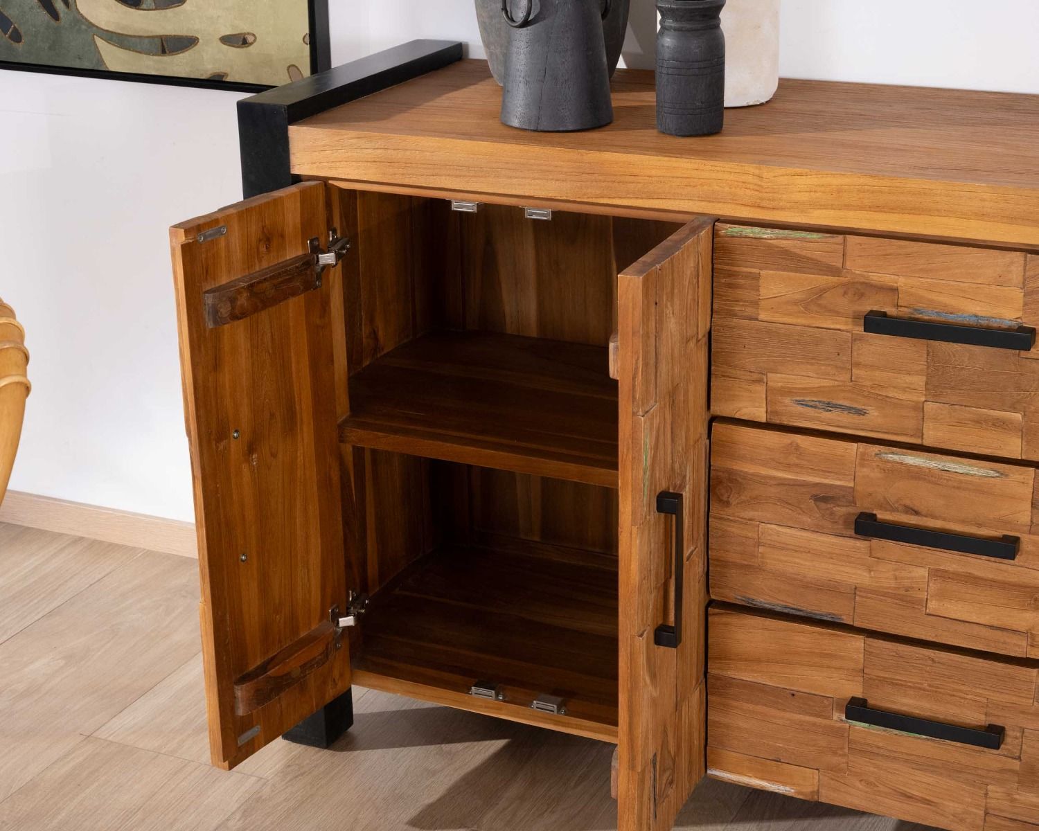 Credenza in teak naturale di recupero "Clarke" 180 cm