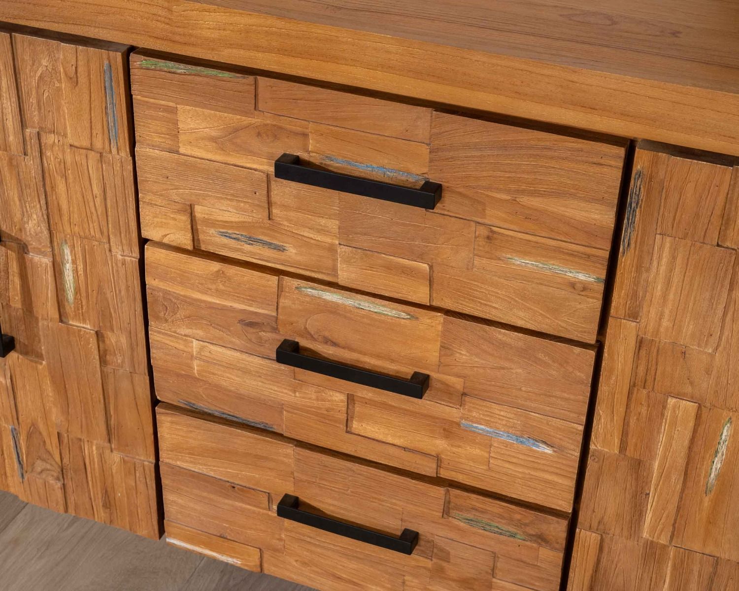 Credenza in teak naturale di recupero "Clarke" 180 cm