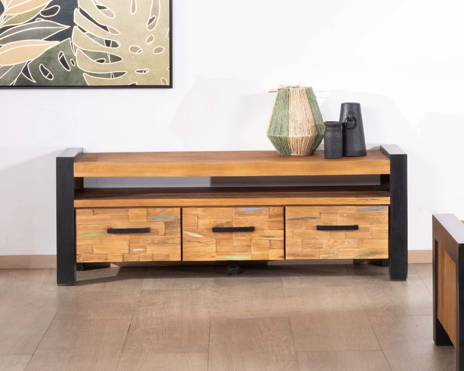 Porta TV Clarke" 150 cm in teak massiccio di recupero