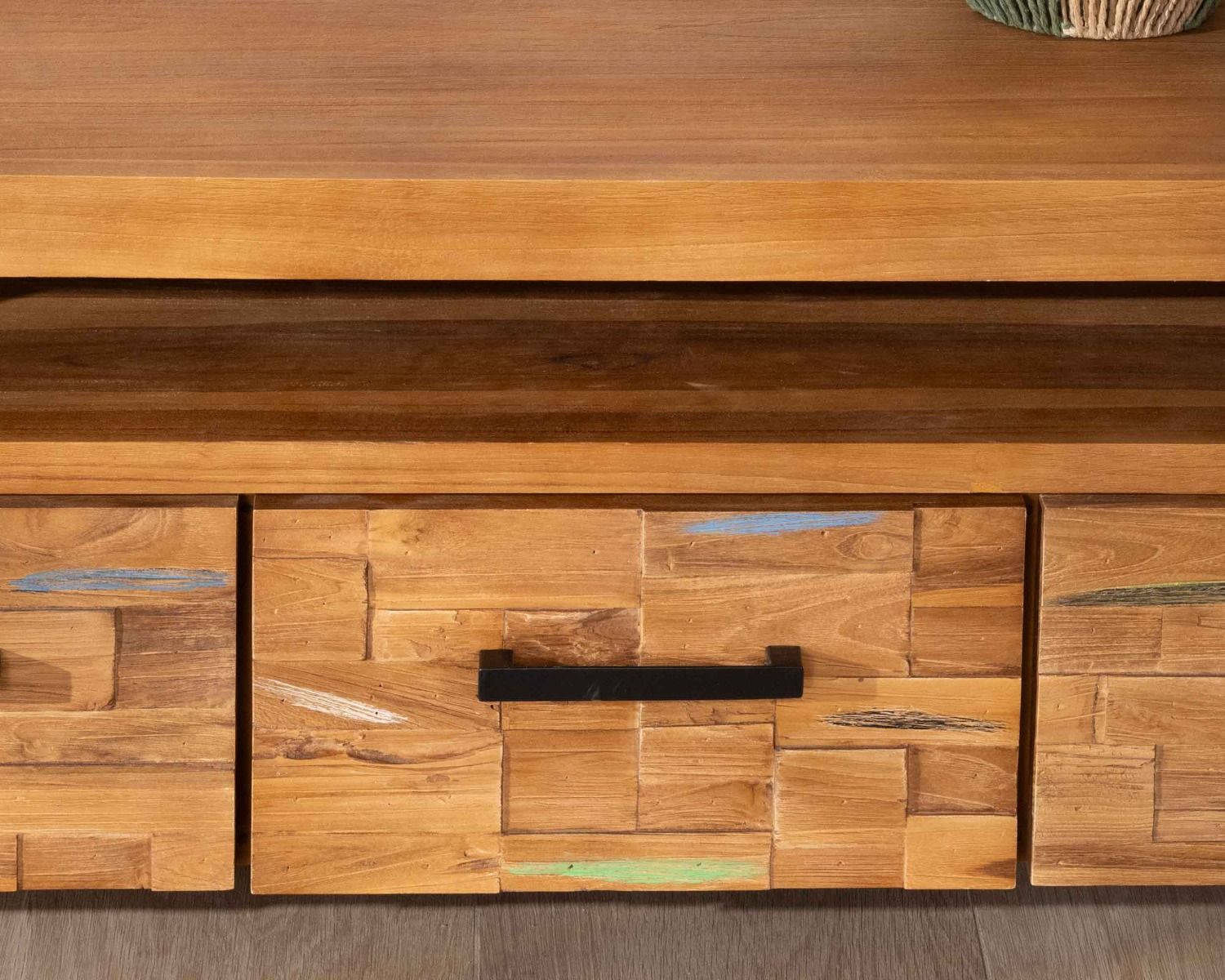 Porta TV Clarke" 150 cm in teak massiccio di recupero