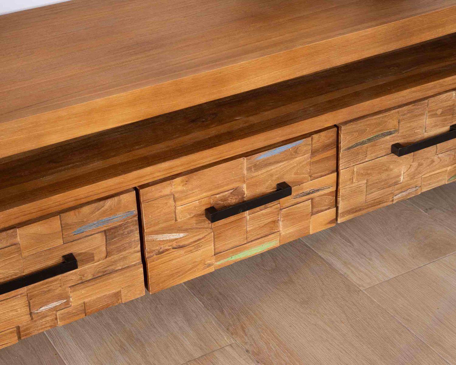 Porta TV Clarke" 150 cm in teak massiccio di recupero