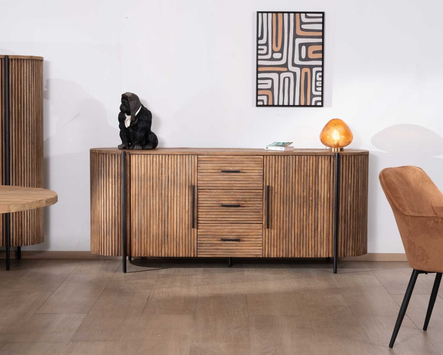 Credenza da 200 cm con ante e cassetti in legno esotico di Troms
