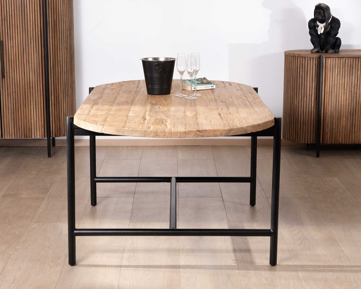 Tavolo da pranzo vintage in teak e metallo "Troms" 200 x 100 cm