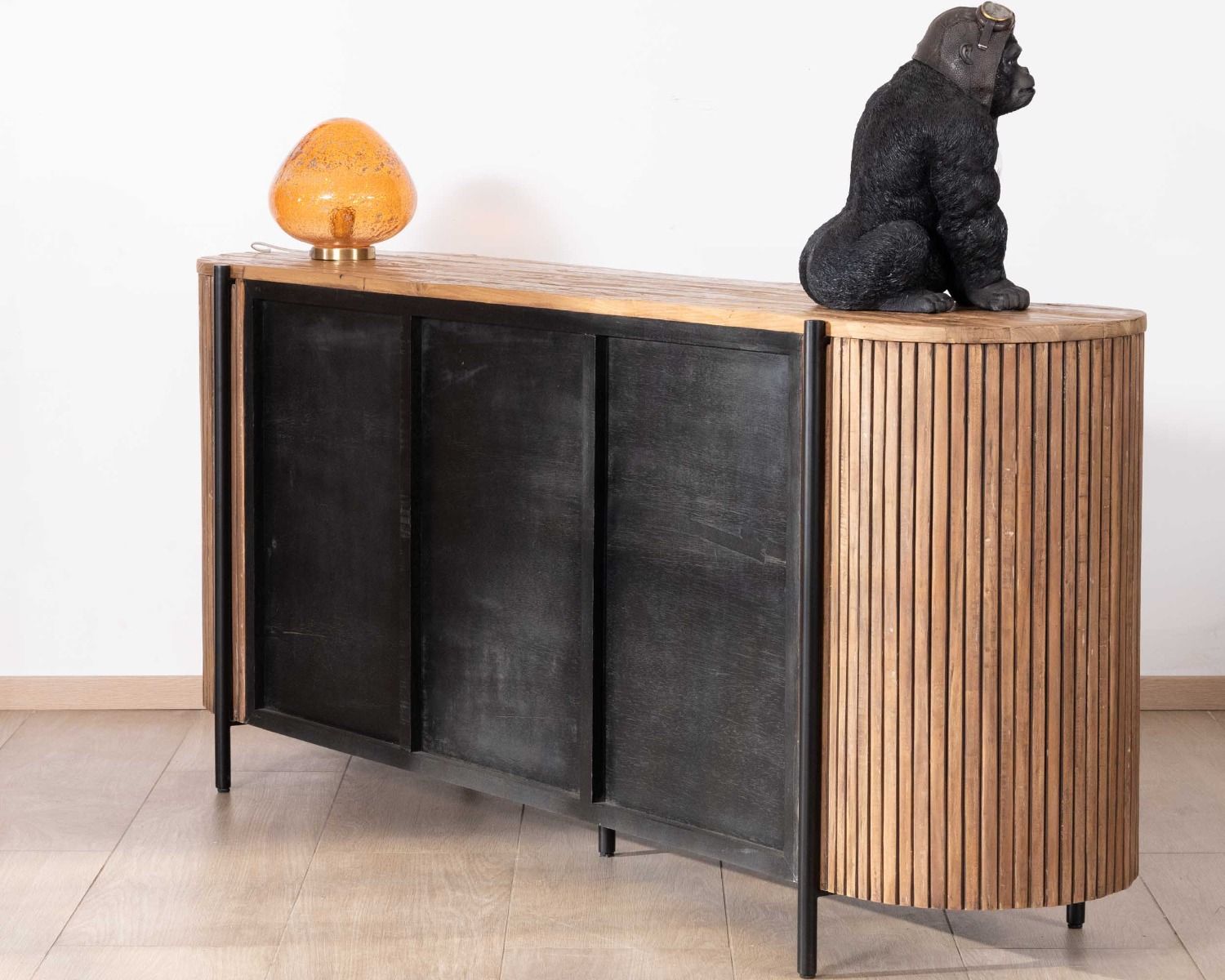 Credenza da 200 cm con ante e cassetti in legno esotico di Troms