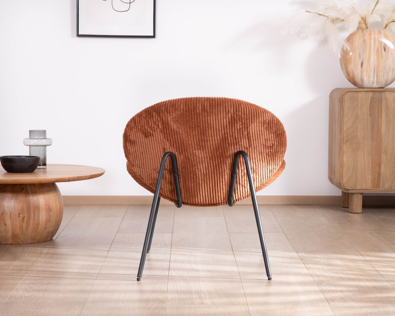 Poltrona lounge design "Sonate" in velluto a coste color ruggine