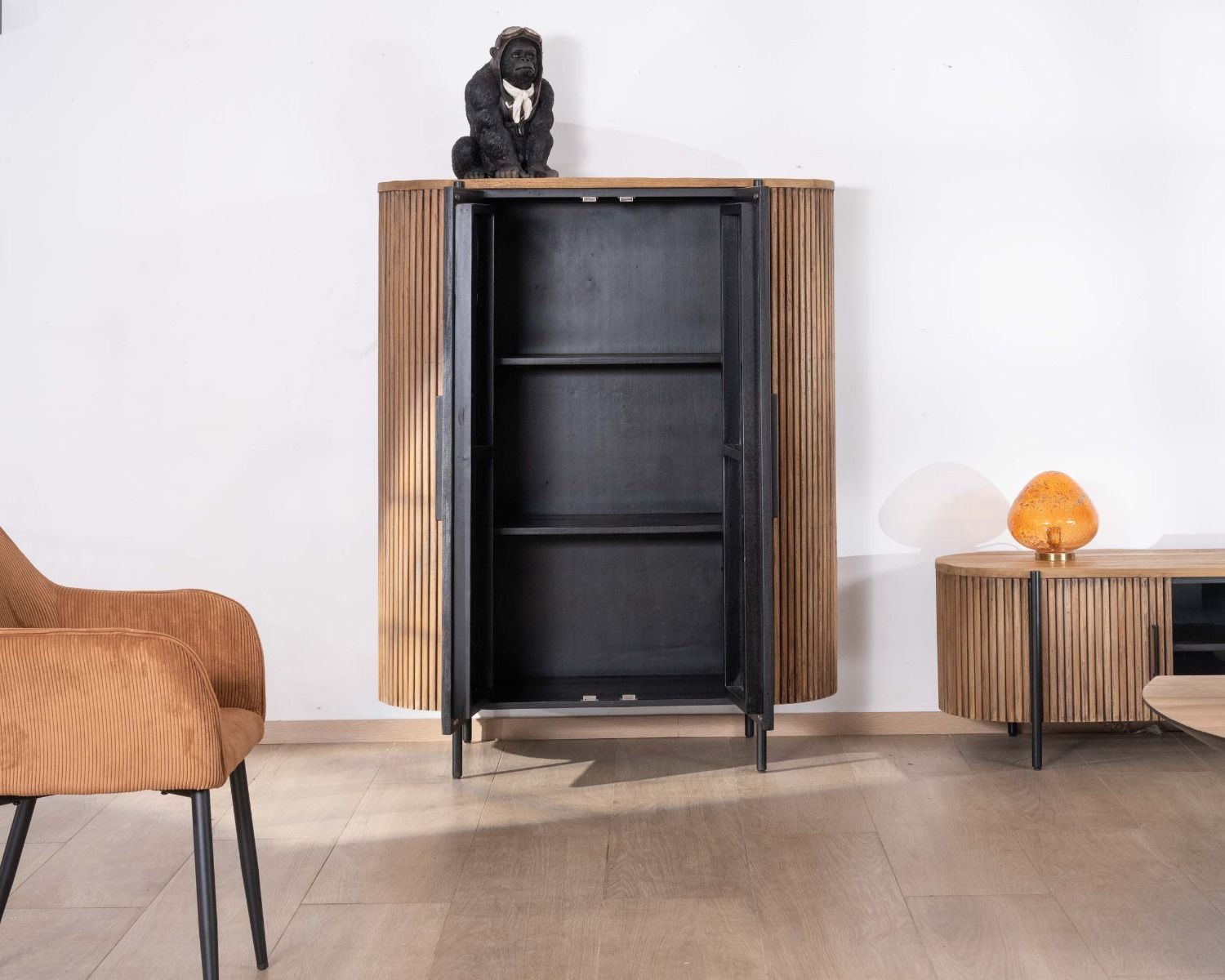 Armadio rotondo da 120 cm in legno duro esotico "Troms