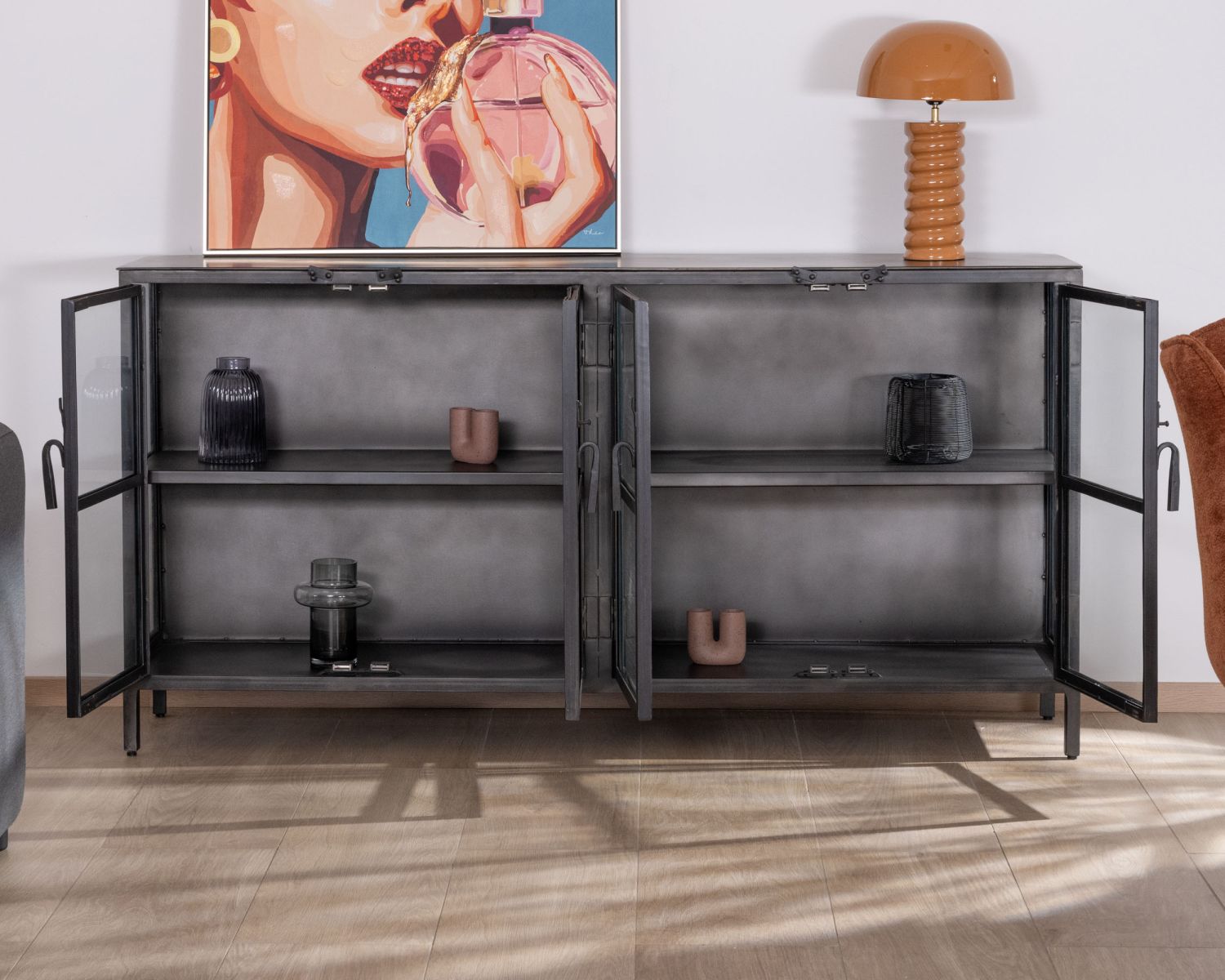 Credenza in metallo smaltato "Black Cook" a 4 ante