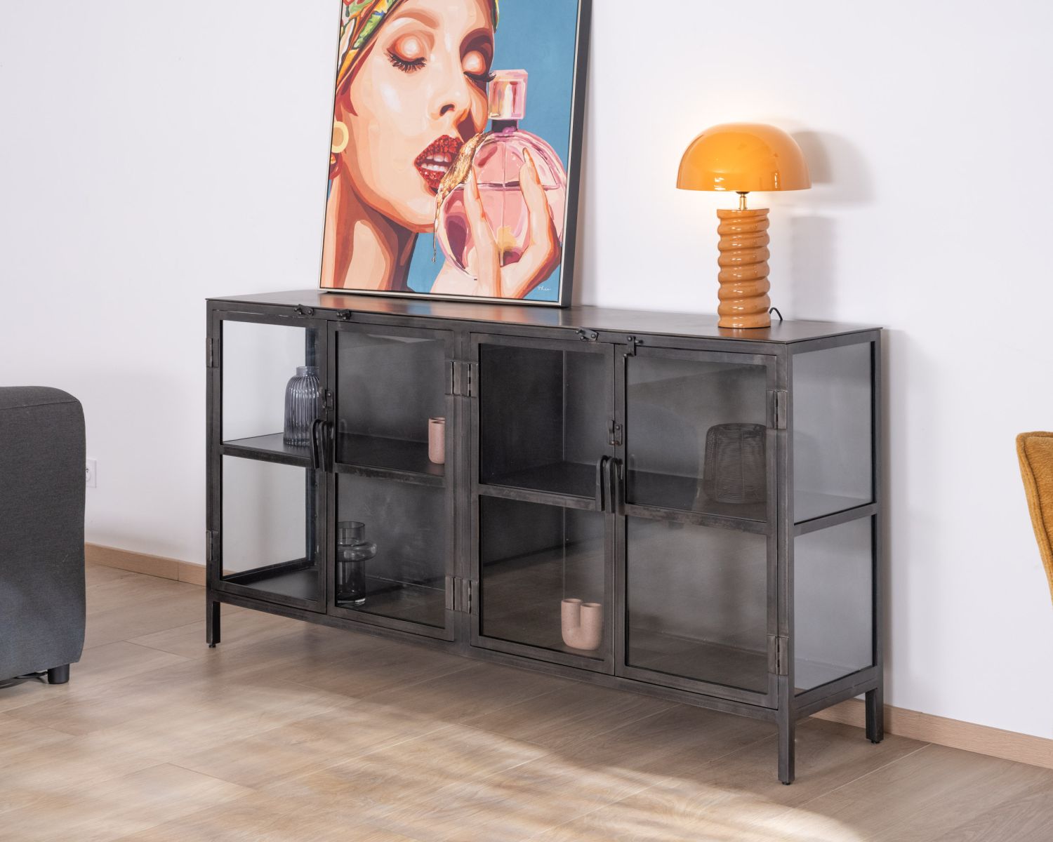 Credenza in metallo smaltato "Black Cook" a 4 ante