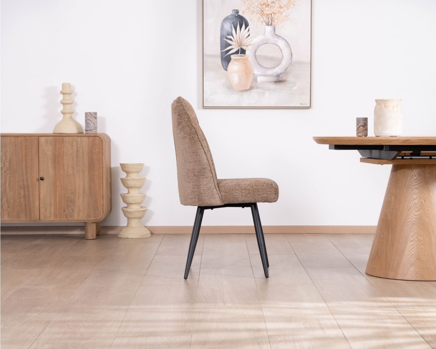 Set di 2 sedie da pranzo contemporanee trapuntate "Ondine" in tessuto bouclette grigio