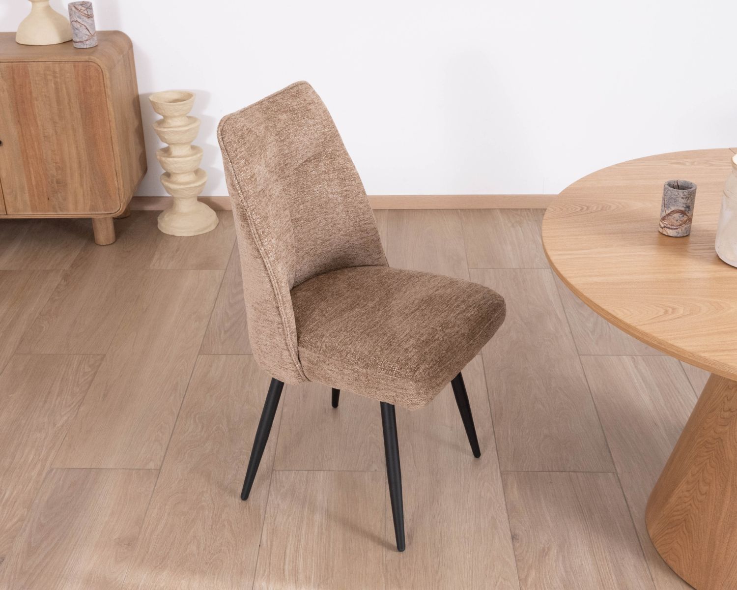 Set di 2 sedie da pranzo contemporanee trapuntate "Ondine" in tessuto bouclette grigio