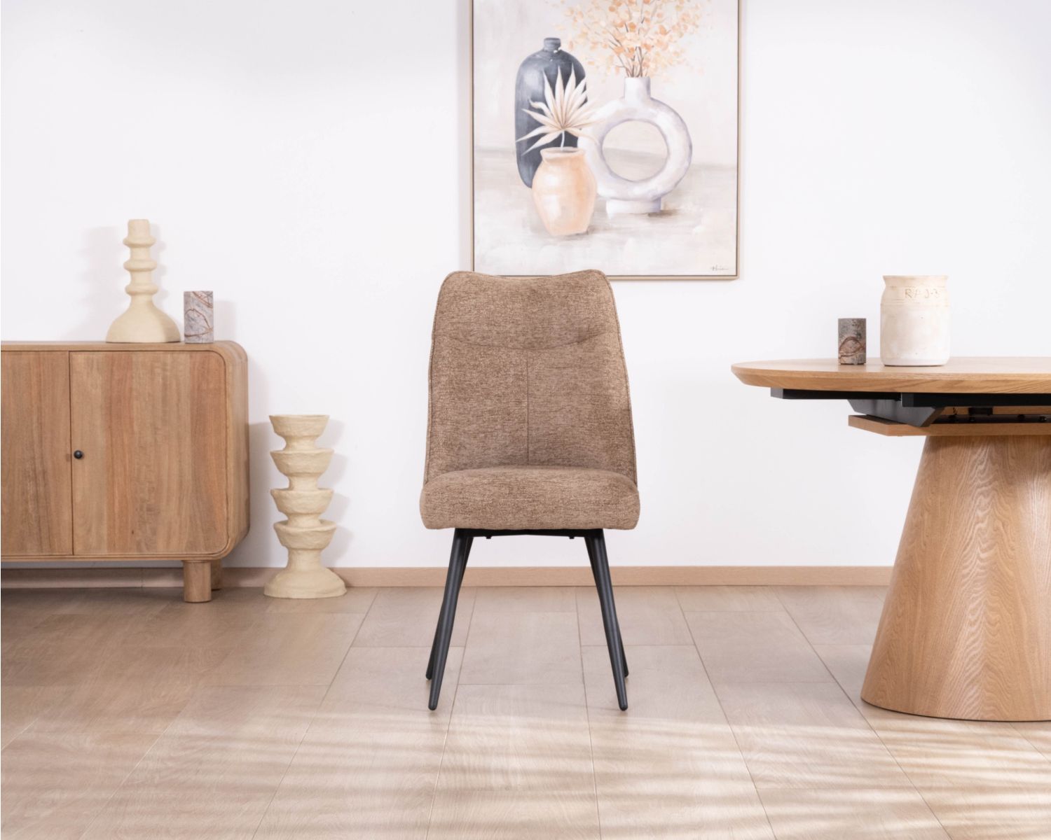 Set di 2 sedie da pranzo contemporanee trapuntate "Ondine" in tessuto bouclette grigio