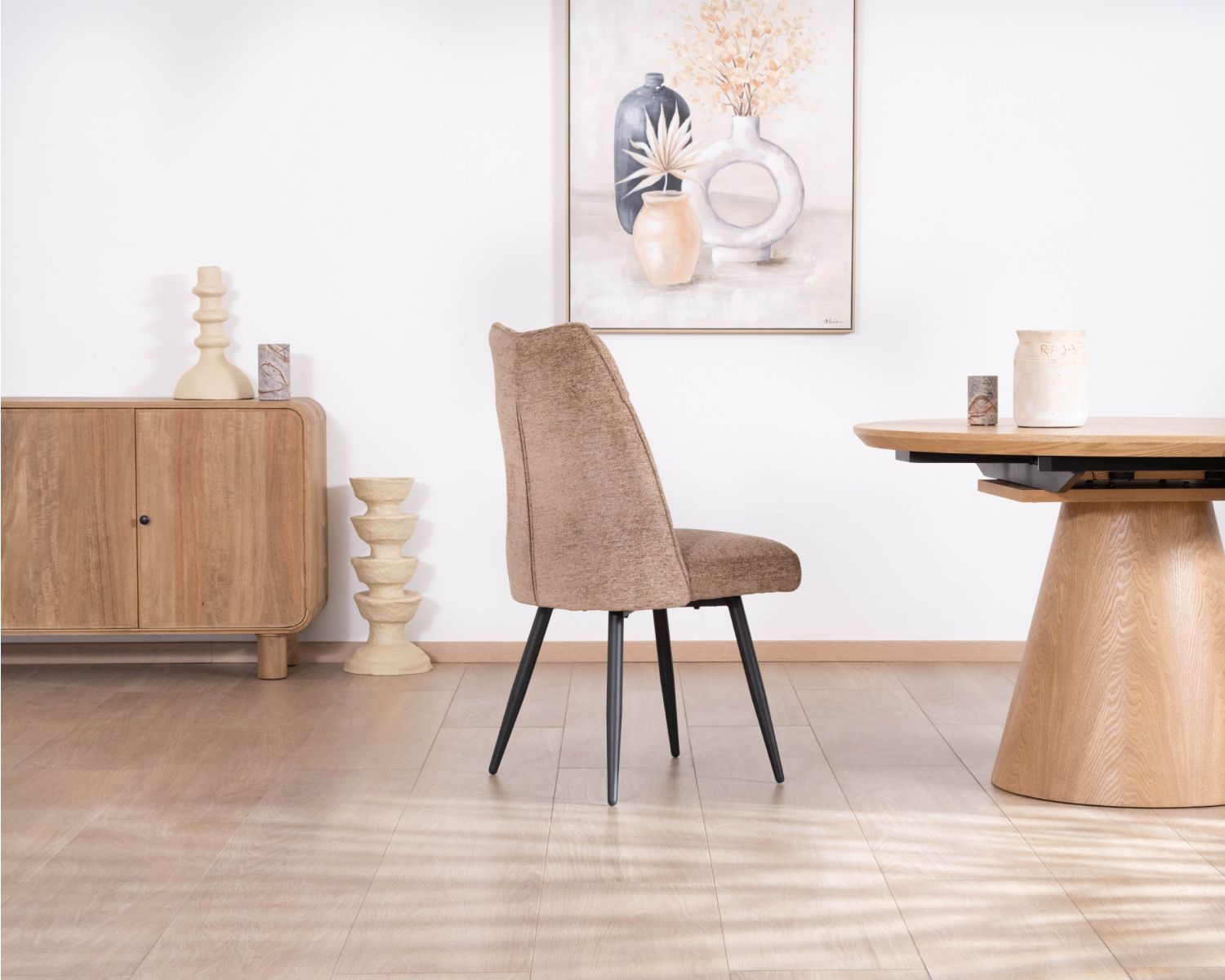 Set di 2 sedie da pranzo contemporanee trapuntate "Ondine" in tessuto bouclette grigio