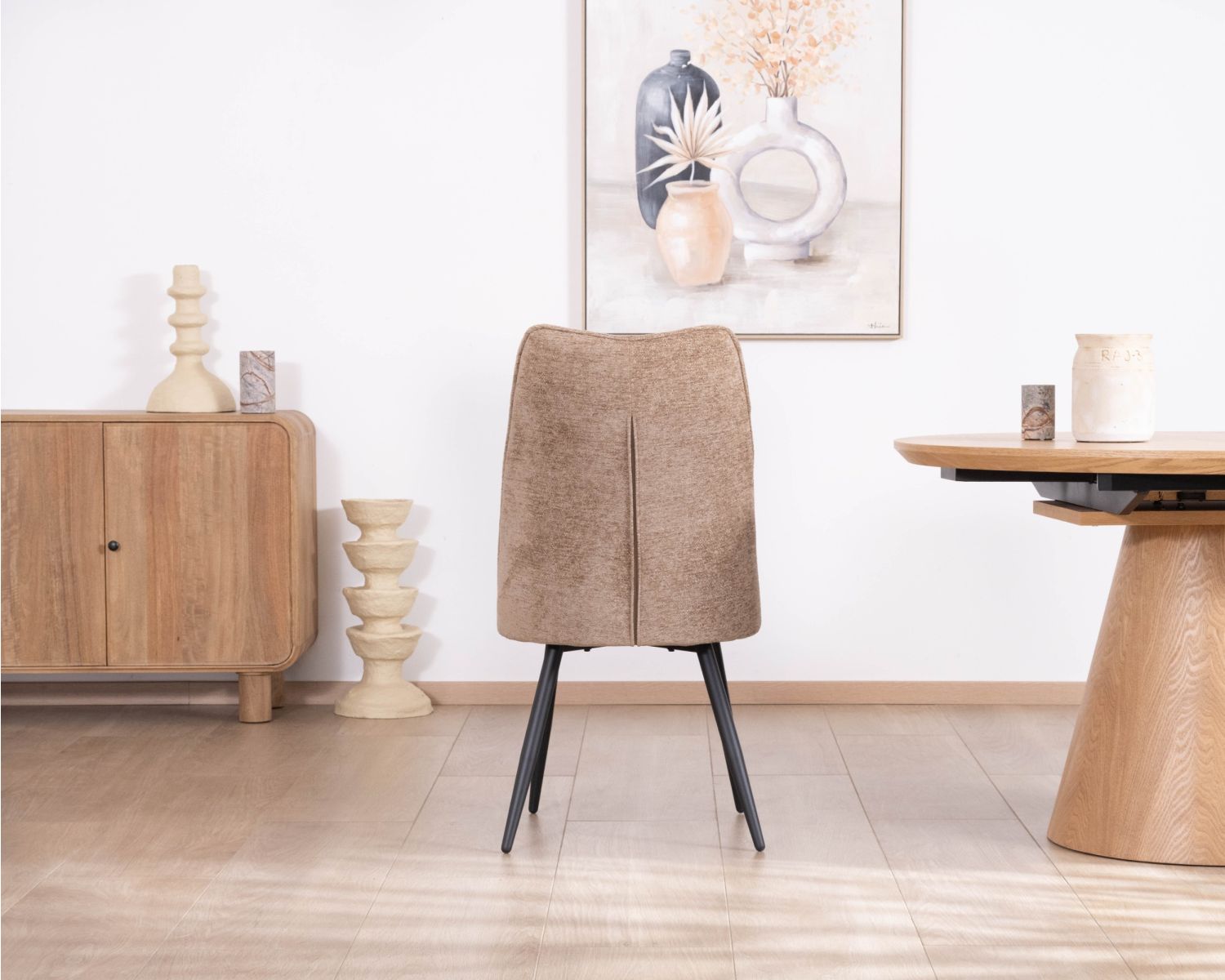 Set di 2 sedie da pranzo contemporanee trapuntate "Ondine" in tessuto bouclette grigio