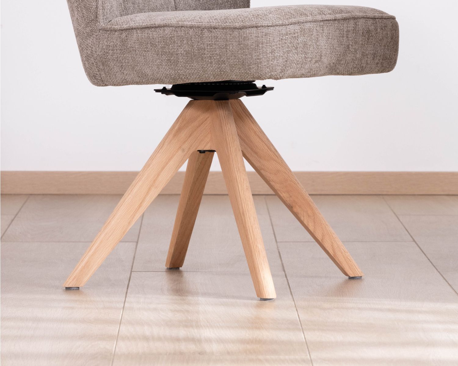 Sedia da pranzo in stile scandinavo "Miloé" in tessuto di ciniglia grigio e gambe in legno a 360 gradi