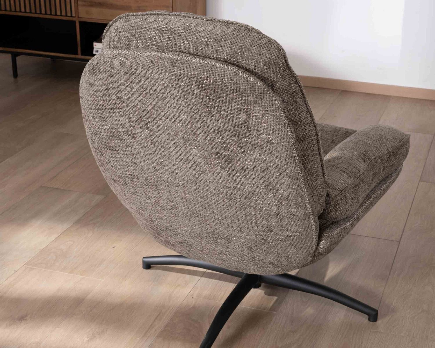 Poltrona reclinabile vintage "Branson" con poggiapiedi in tessuto tortora