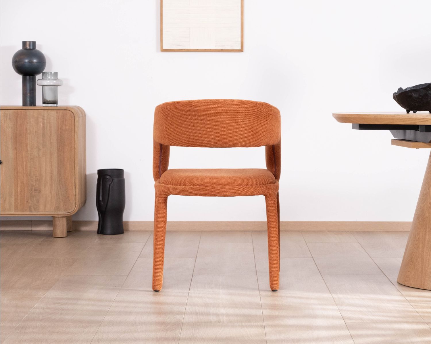 Sedia da pranzo "Amarello" in tessuto terracotta ultraconfortevole