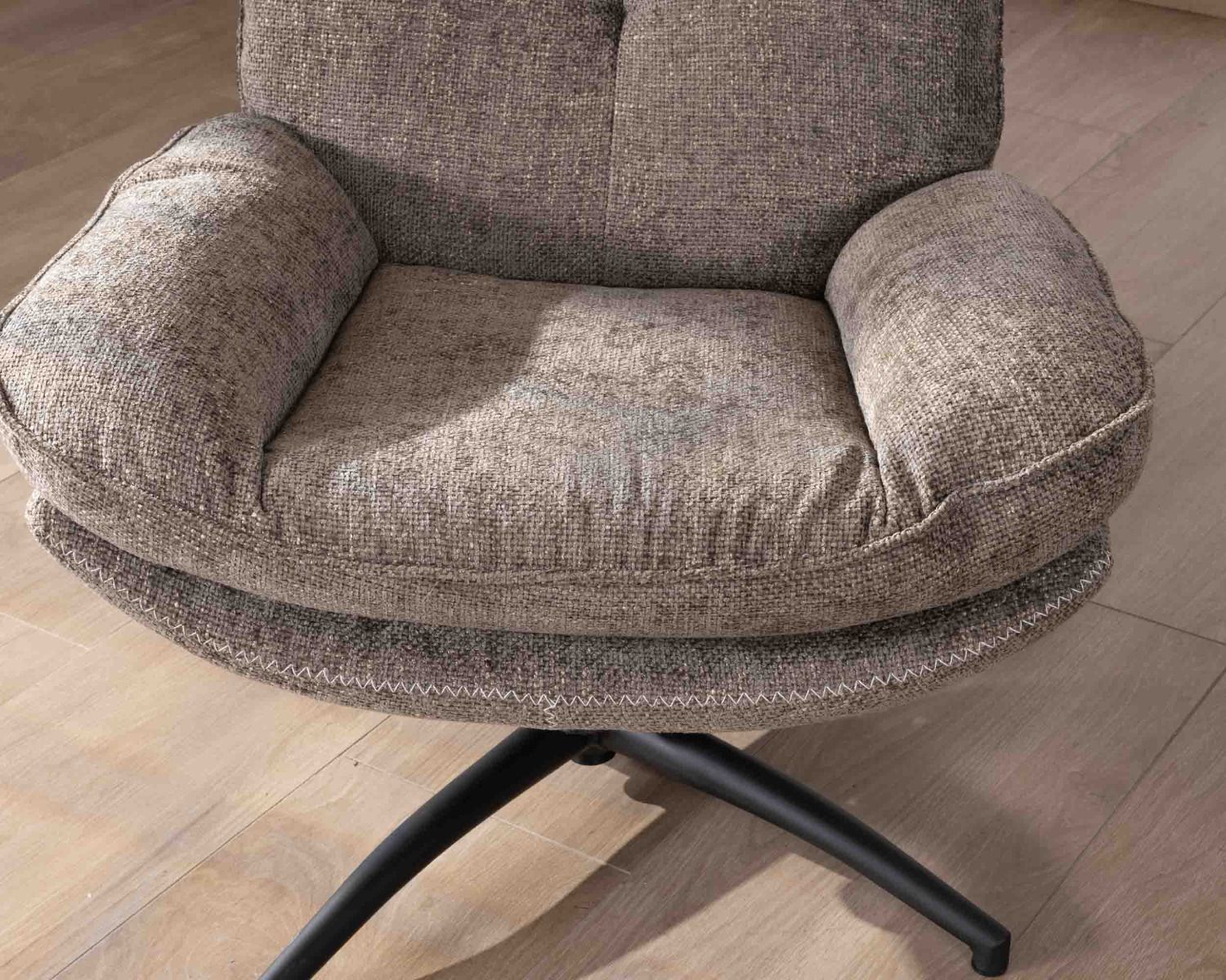 Poltrona reclinabile vintage "Branson" con poggiapiedi in tessuto tortora