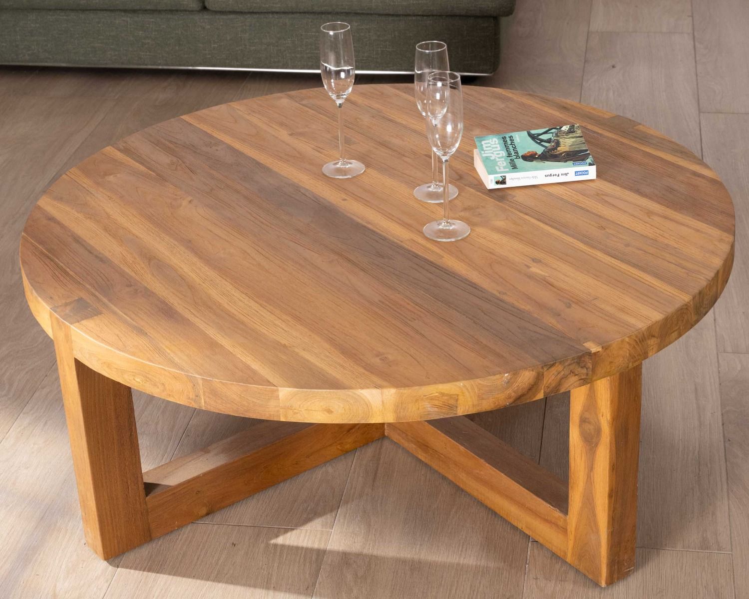 Tavolino rotondo da 110 cm in teak "Balanka