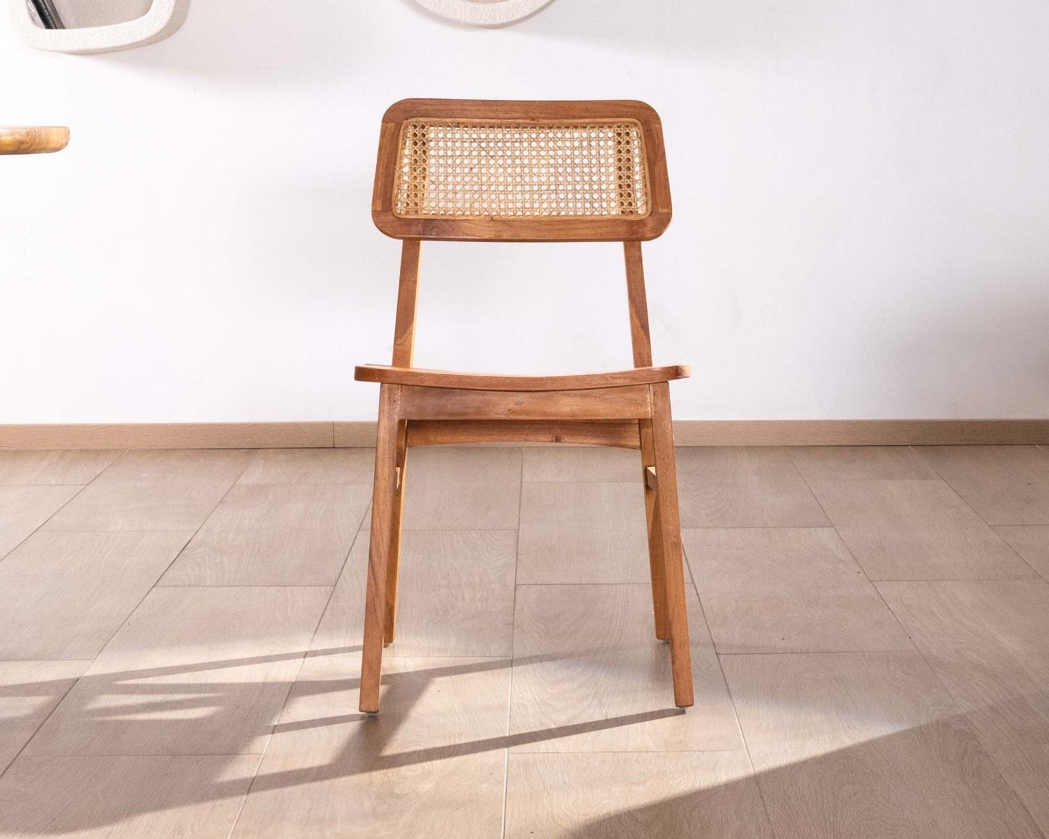 Set di 2 sedie da pranzo "Natsu" in teak con schienale in canna